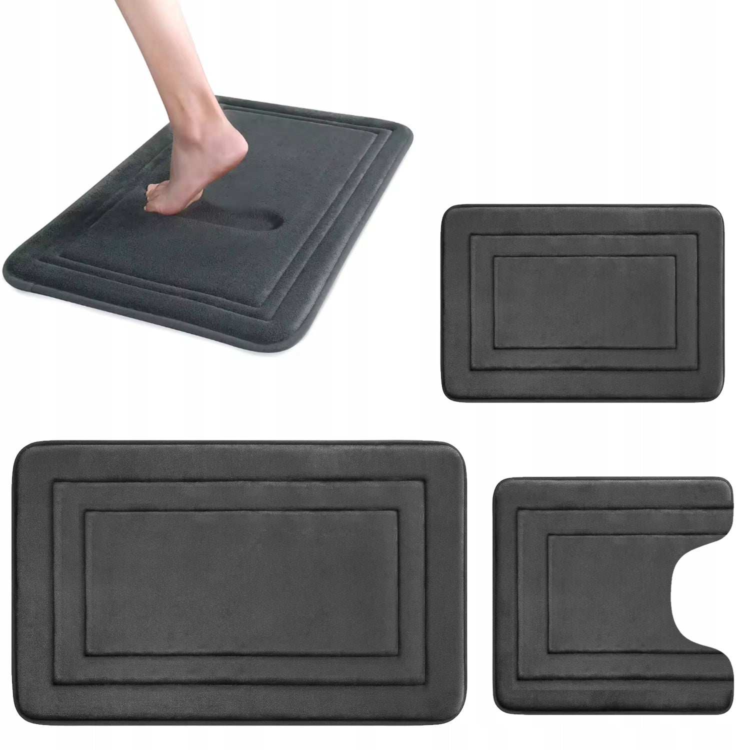 BATHROOM RUG ABSORBENT MAT SET MICROFIBER RUGS 3 PACK