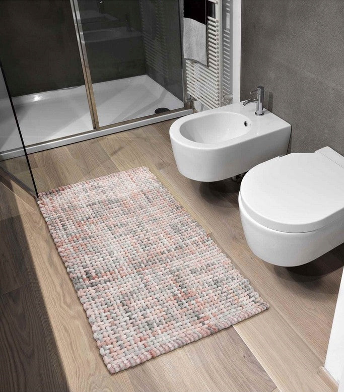 BATHROOM RUG ABSORBENT WASHABLE COTTON BRAIDED 60X100 MELANGE ROSES Product width 60 cm