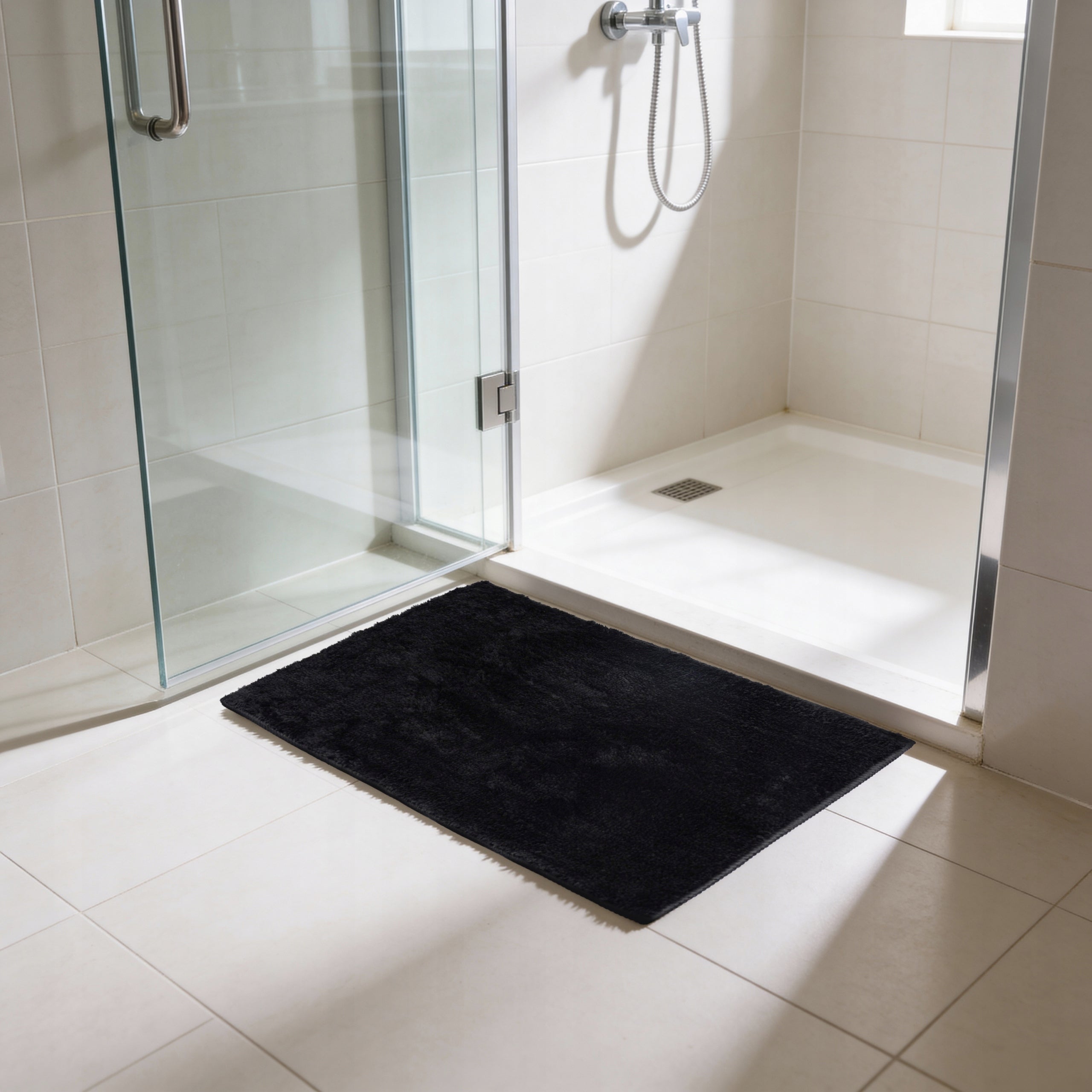 BATHROOM RUG ANTI-SLIP MICROFIBER 40x60 BLACK SOFT 1600 g/m2 Manufacturer code 1609DYWLAZFLB
