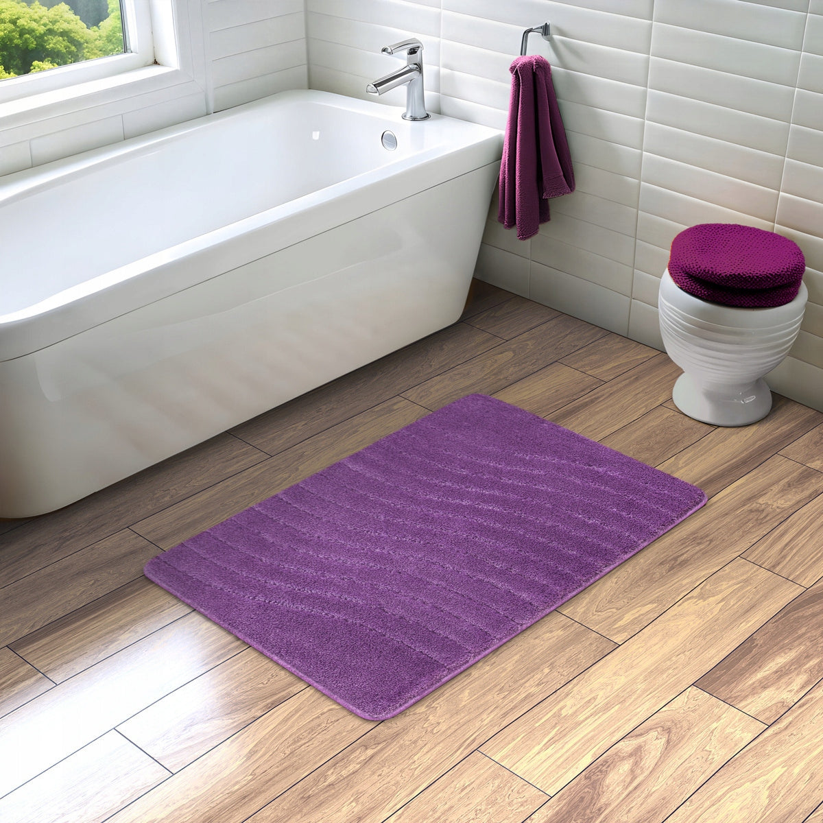 BATHROOM RUG ANTI-SLIP PURPLE FOR TOILET MAT SARA 50x60 cm Manufacturer code sara violet