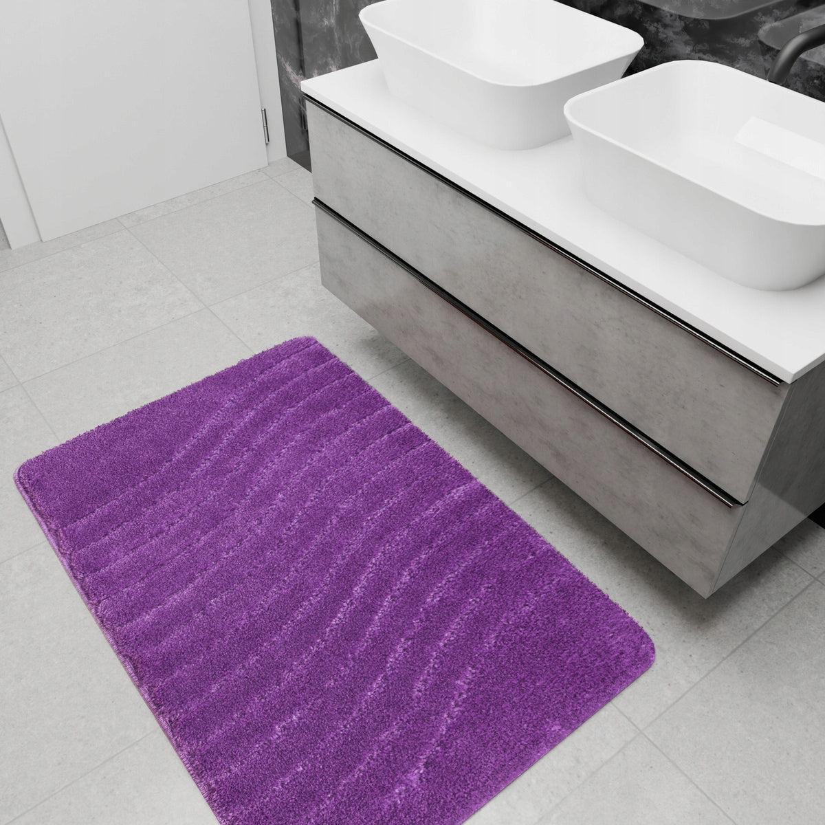 BATHROOM RUG ANTI-SLIP PURPLE FOR TOILET MAT SARA 50x60 cm Thickness 25 mm