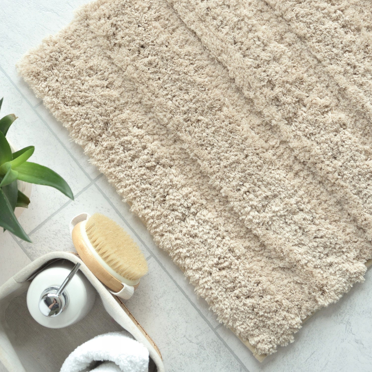 BATHROOM RUG BEIGE 50x80CM SOFT NON-SLIP DECORATIVE SHAGGY EAN (GTIN) 5904169726601