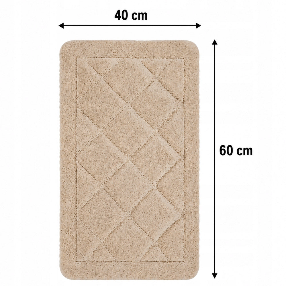 BATHROOM RUG BEIGE LARGE NON-SLIP SOFT ABSORBENT 40x60 CM Product width 50 cm