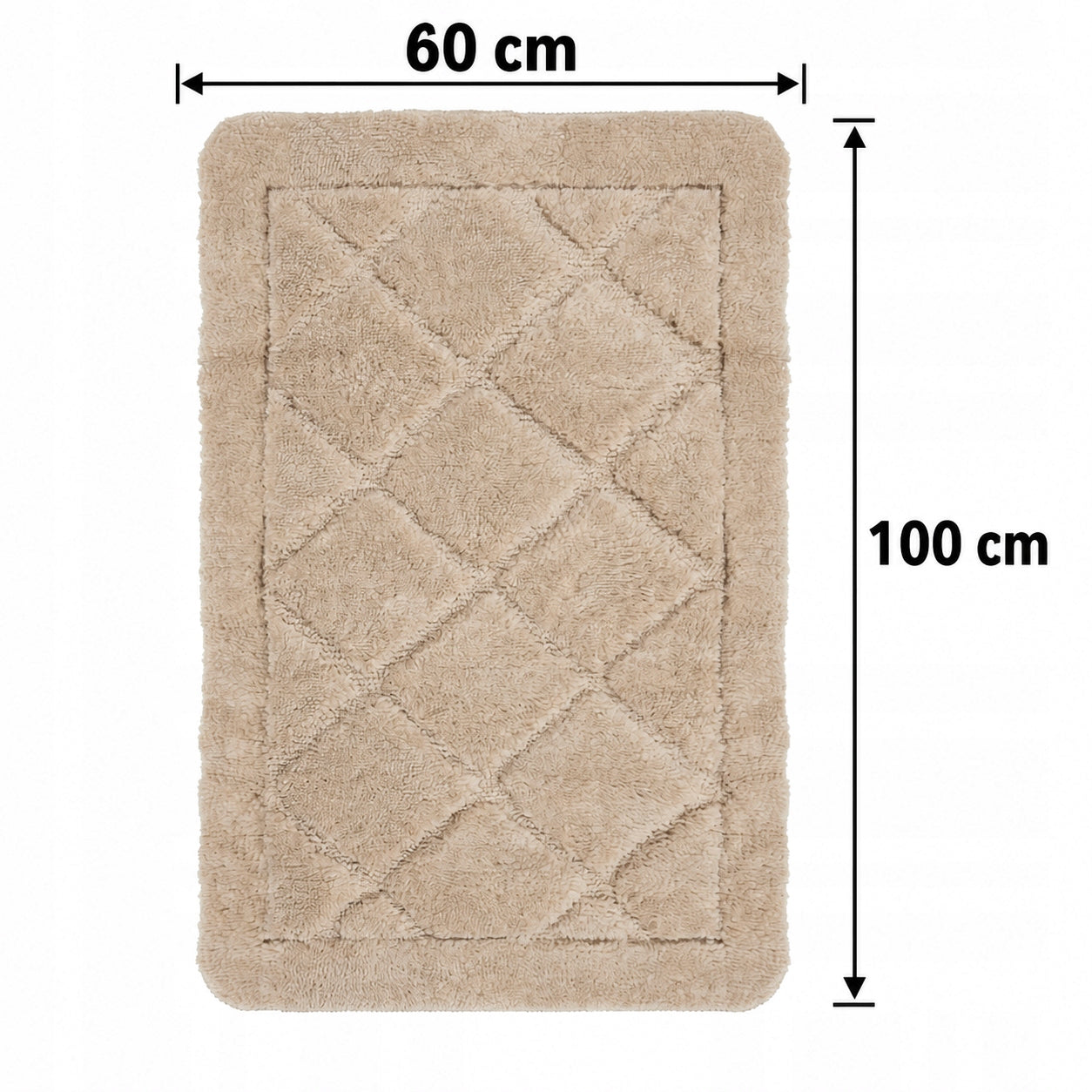 BATHROOM RUG BEIGE LARGE NON-SLIP SOFT ABSORBENT 60x100CM Length 100 cm