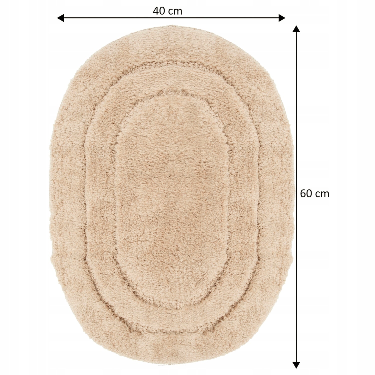 BATHROOM RUG BEIGE NON-SLIP 40x60CM SOFT ABSORBENT OVAL MAT Shape oval
