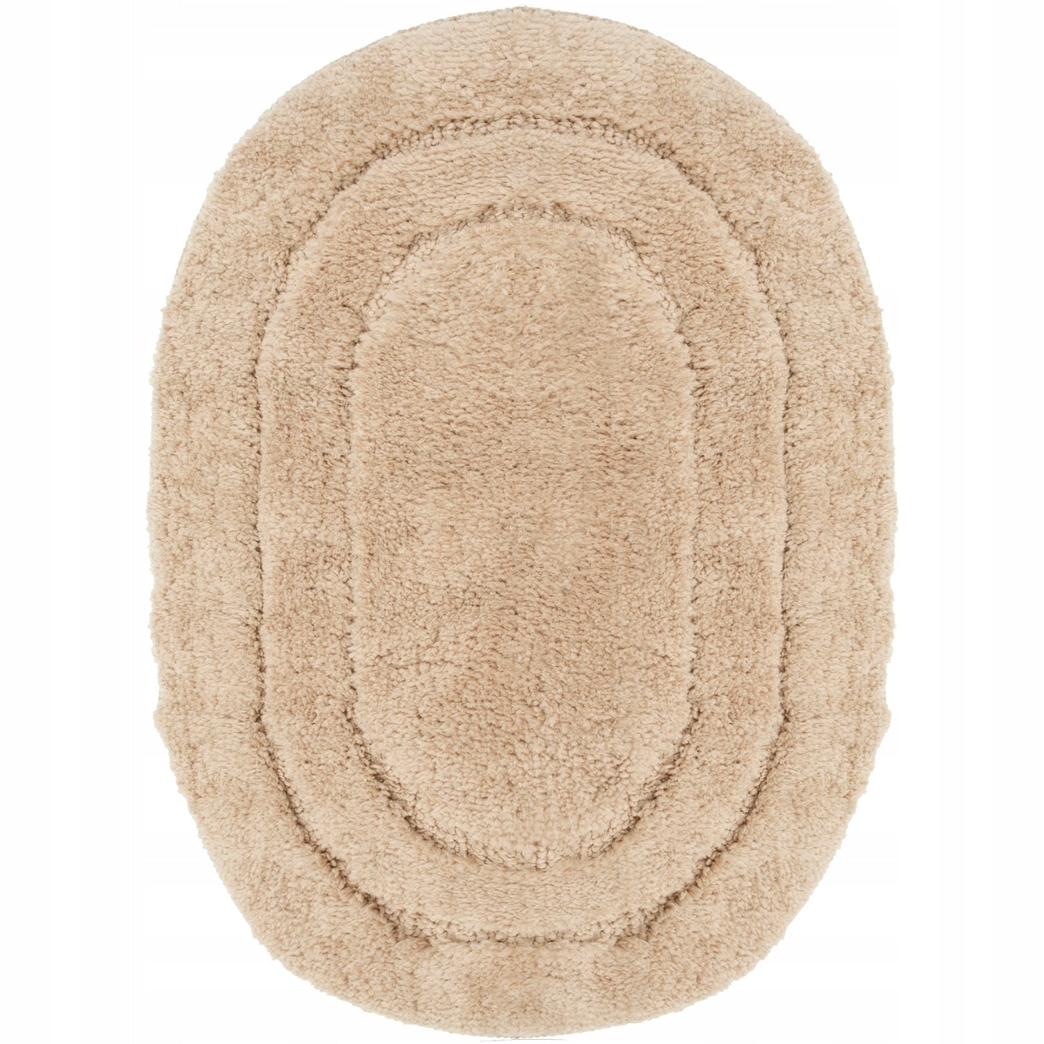 BATHROOM RUG BEIGE NON-SLIP 40x60CM SOFT ABSORBENT OVAL MAT