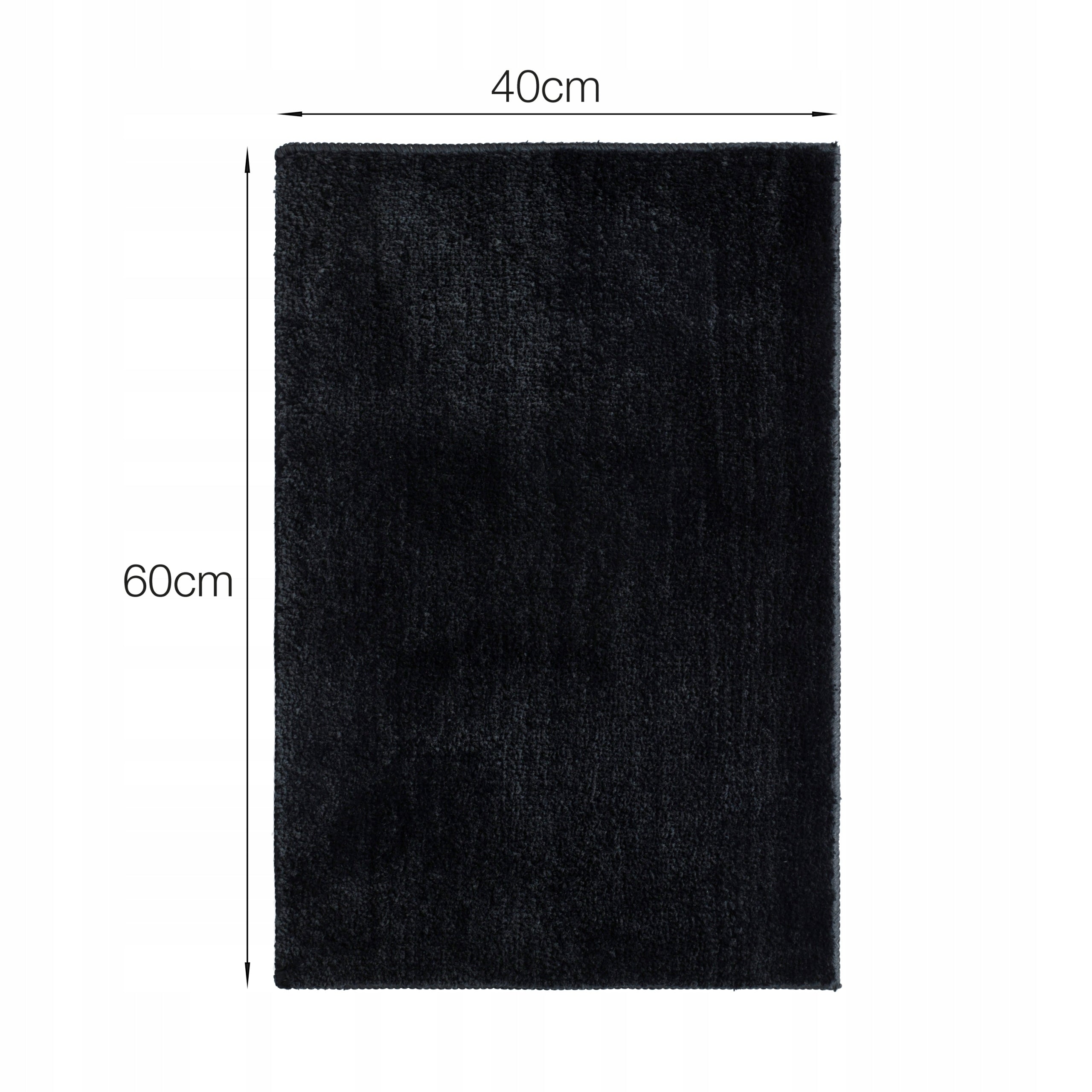 BATHROOM RUG BLACK 60x40 NON-SLIP ABSORBENT MICROFIBER SOFT Length 60 cm