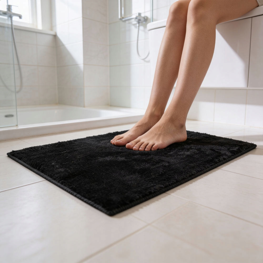 BATHROOM RUG BLACK 60x40 NON-SLIP ABSORBENT MICROFIBER SOFT Manufacturer code ROD4445