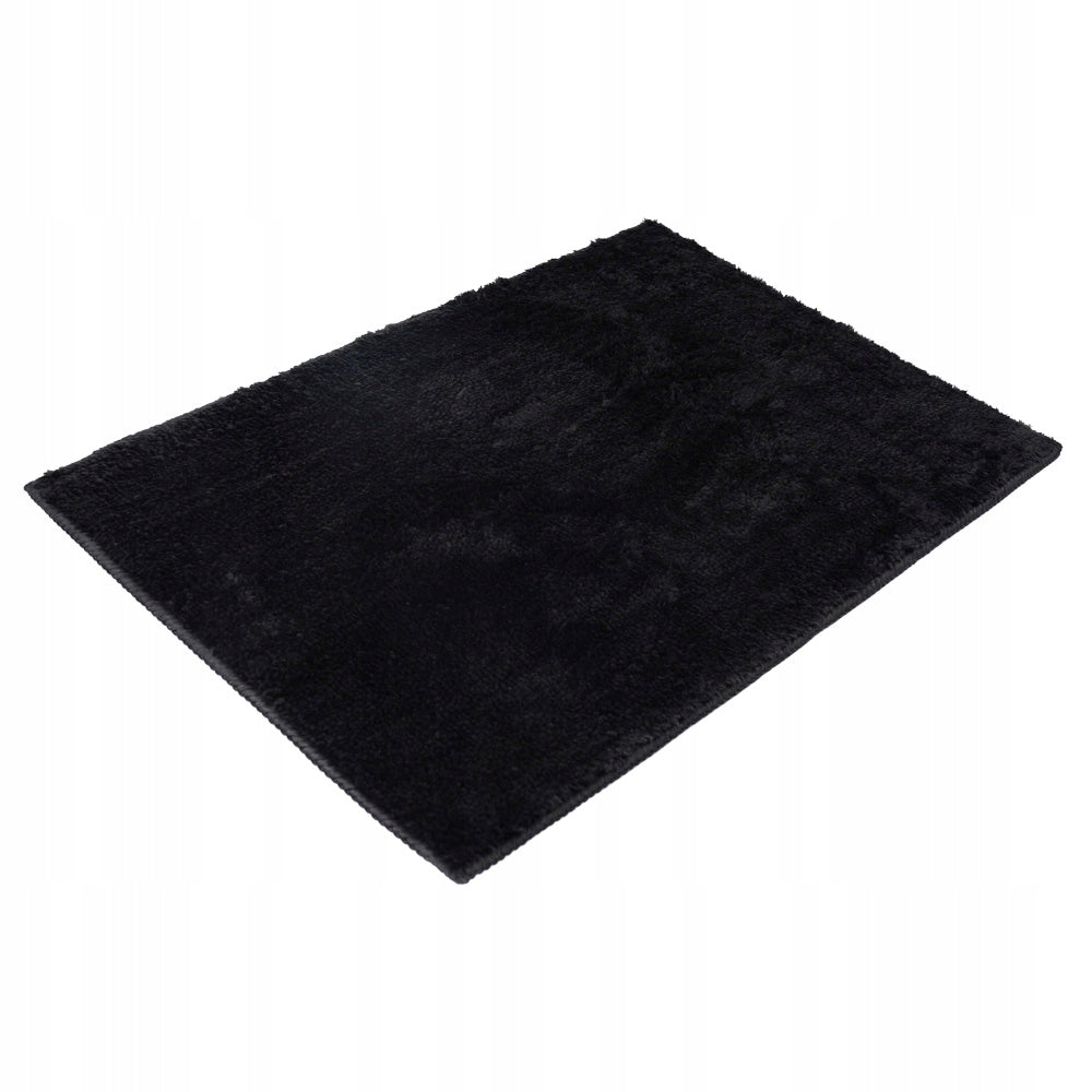 BATHROOM RUG BLACK 60x40 NON-SLIP ABSORBENT MICROFIBER SOFT Shape rectangle