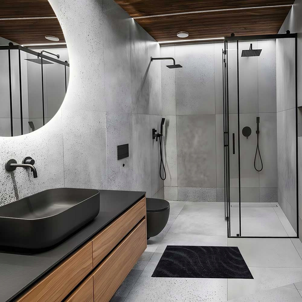 BATHROOM RUG BLACK 60x40 SOFT ABSORBENT NON-SLIP MICROFIBER Manufacturer code ROD4131