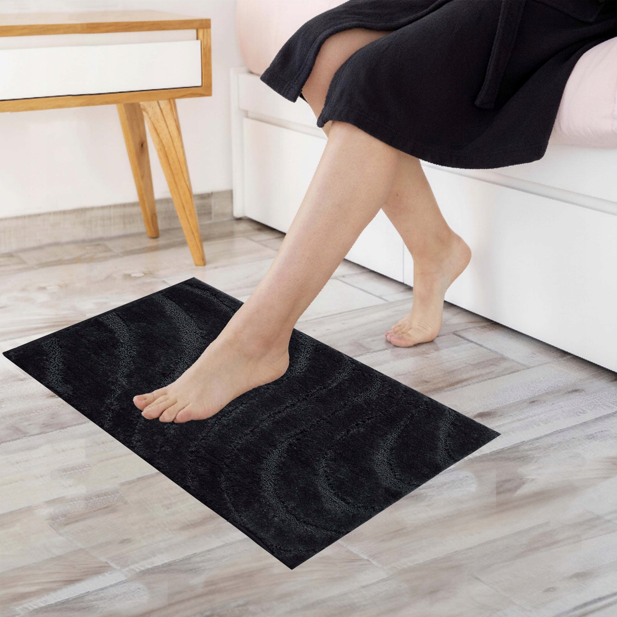 BATHROOM RUG BLACK 60x40 SOFT ABSORBENT NON-SLIP MICROFIBER Packaging status original