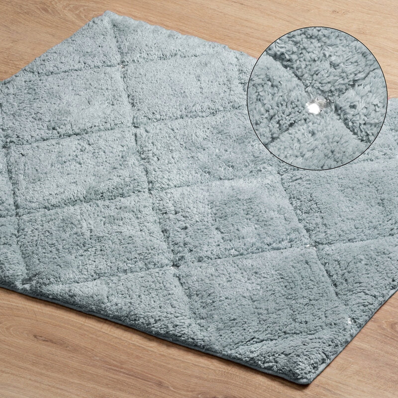 BATHROOM RUG CHIC2 GEOMETRIC PATTERN 60X90 SILVER Length 90 cm