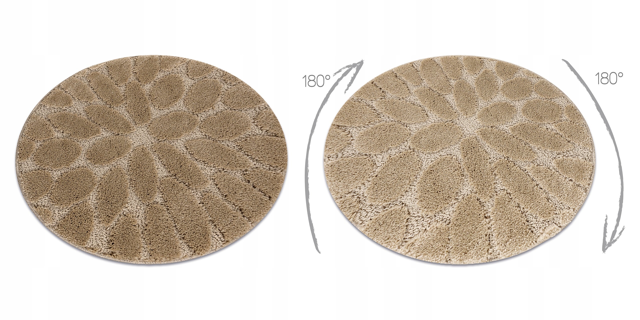 BATHROOM RUG CIRCLE 50 STONES beige NON-SLIP SOFT #KPL326 Brand Dywany Łuszczów