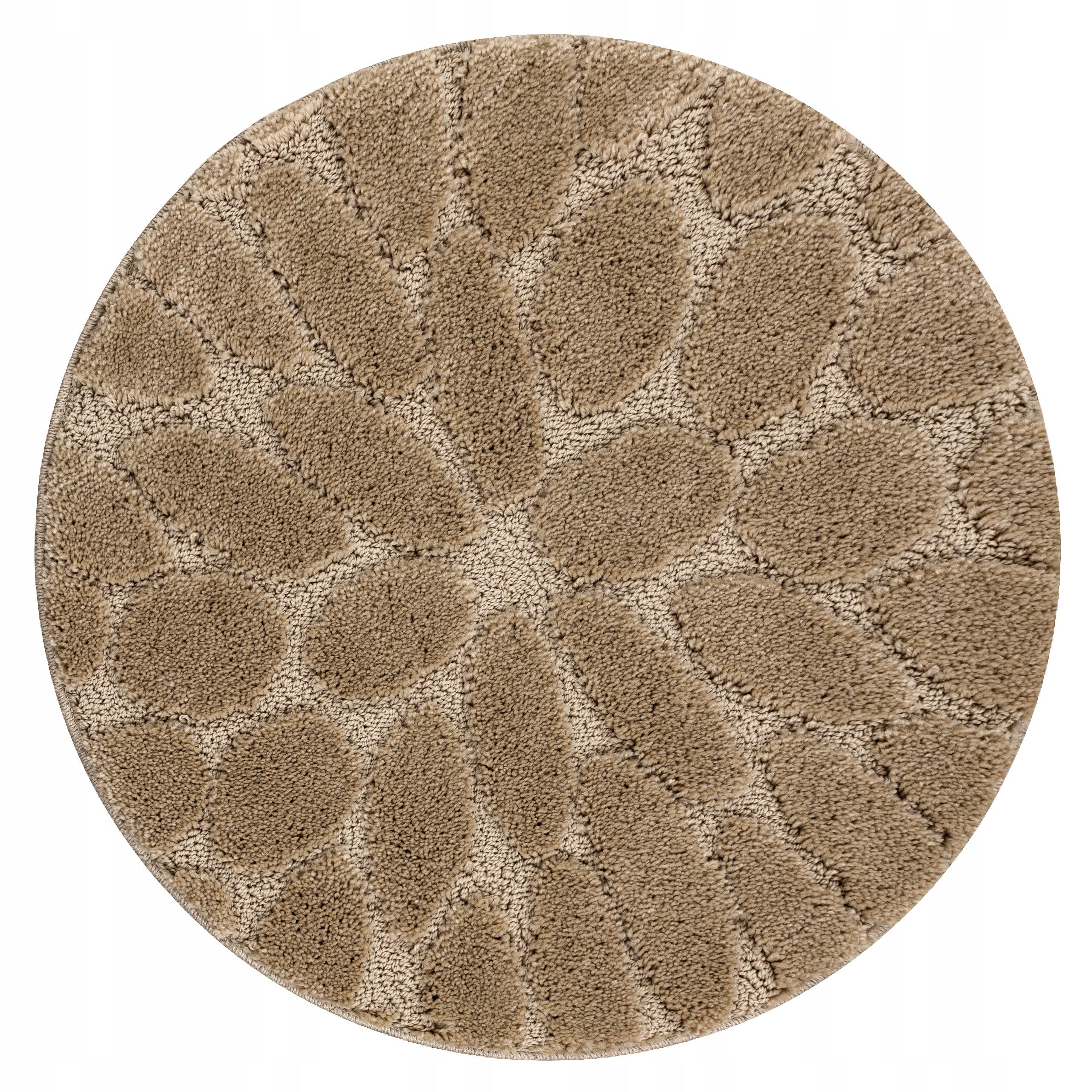 BATHROOM RUG CIRCLE 50 STONES beige NON-SLIP SOFT #KPL326