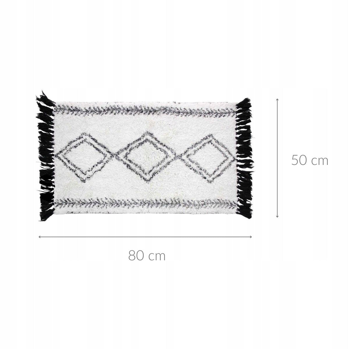 BATHROOM RUG COTTON RECTANGULAR 50 X 80 CM BLACK Product width 50 cm