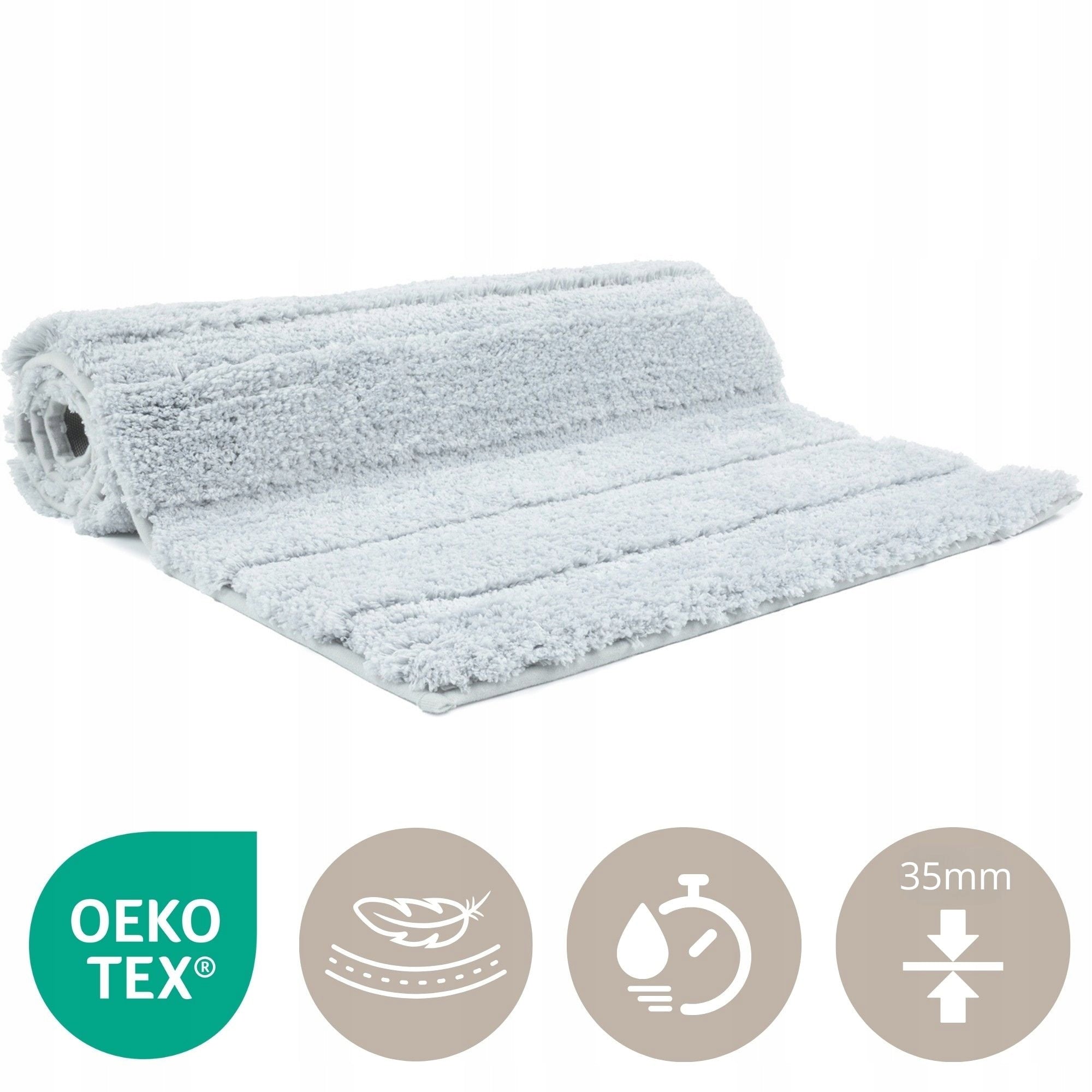 BATHROOM RUG GREY SHAGGY SUPER SOFT PLUSH NON-SLIP 40x60 Length 60 cm