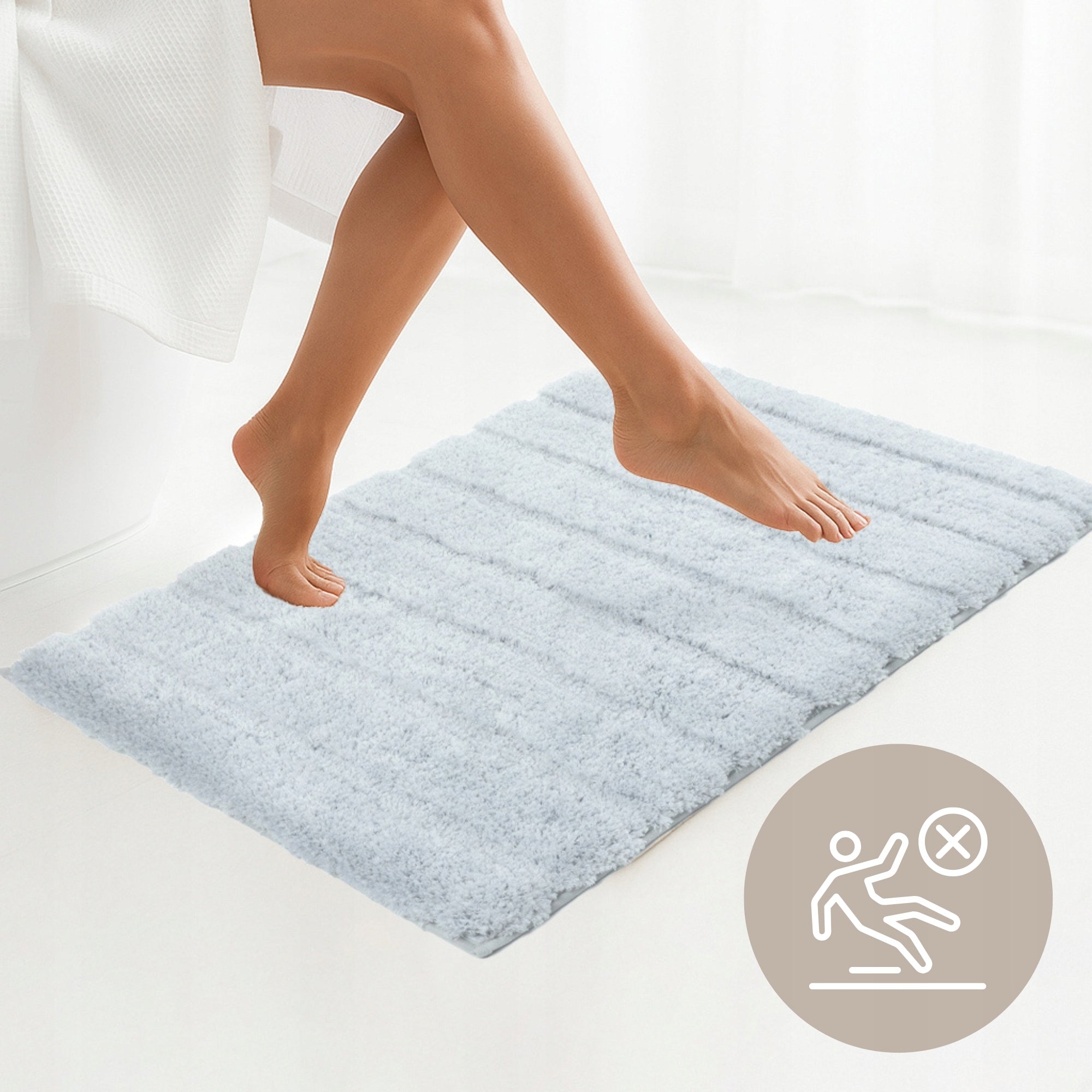 BATHROOM RUG GREY SHAGGY SUPER SOFT PLUSH NON-SLIP 40x60 Thickness 35 mm
