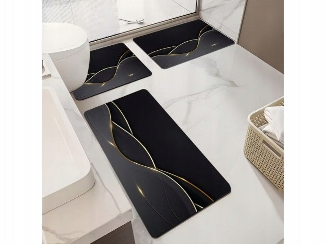 BATHROOM RUG MAT DURABLE ABSORBENT QUICK DRYING 50X80CM BLACK DESIGN Manufacturer code #10073