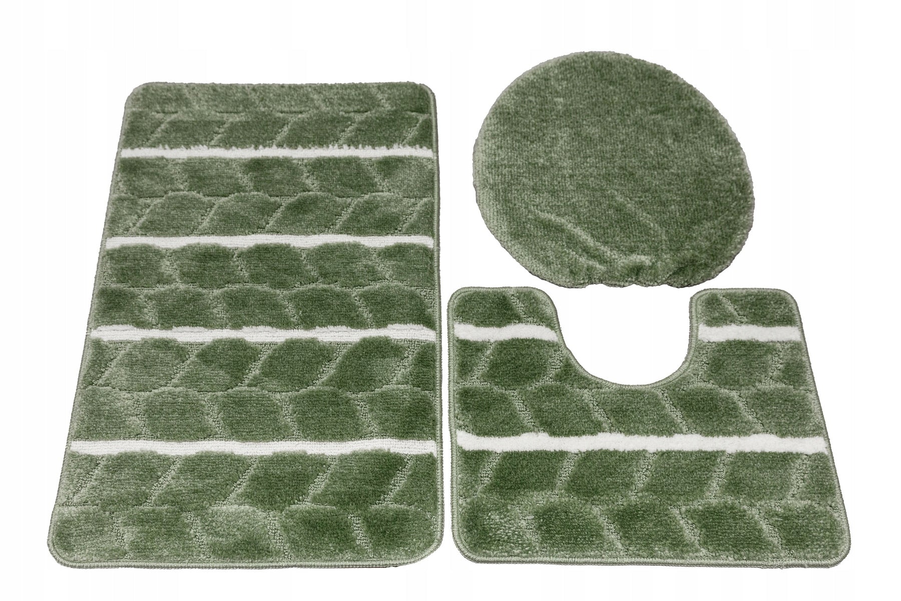 BATHROOM RUG NON-SLIP 3-PIECE TOILET SET WITH TOILET COVER Manufacturer code fano green 3cz