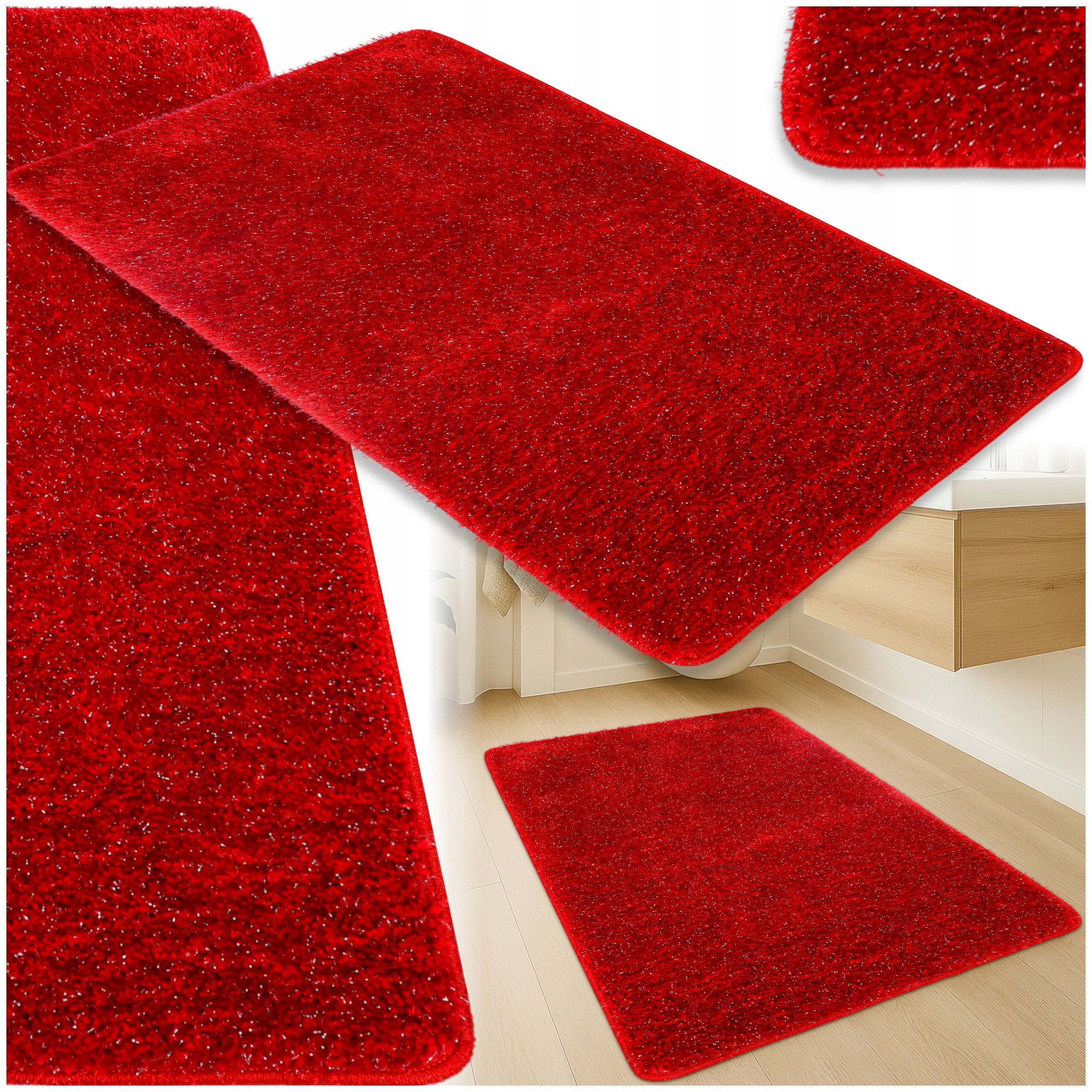 BATHROOM RUG NON-SLIP 50x80 RED THICK SOFT BURGUNDY 3D