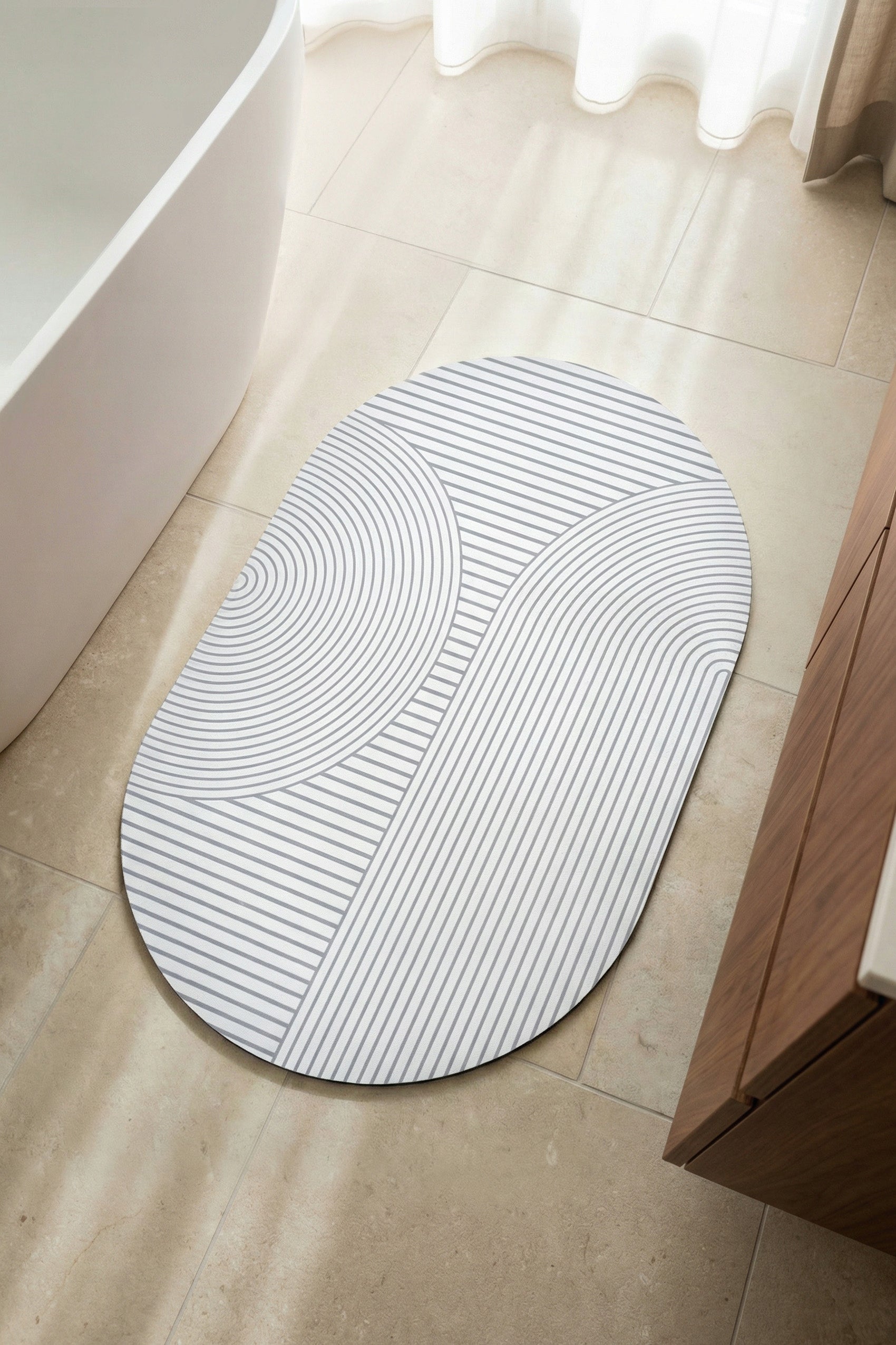 BATHROOM RUG NON-SLIP 50x80 THICK ABSORBENT SILVER Length 50 cm