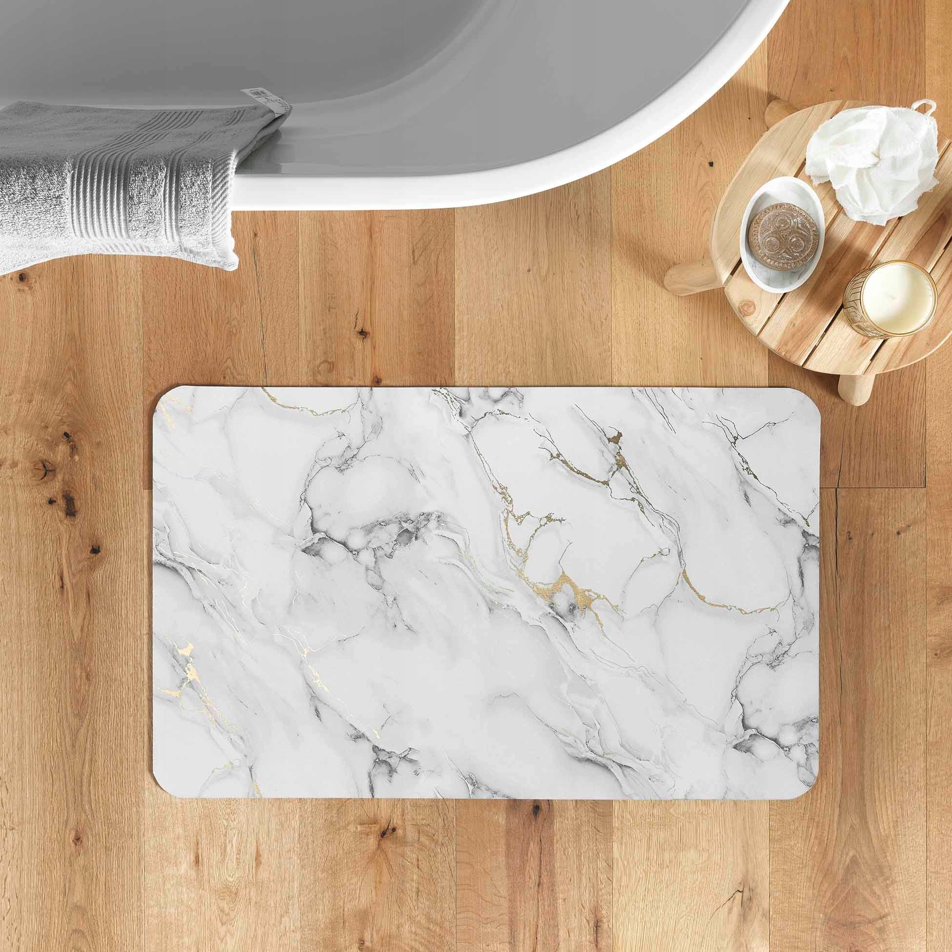 BATHROOM RUG NON-SLIP BATHROOM MAT MARBLE GOLD VENOR Length 80 cm