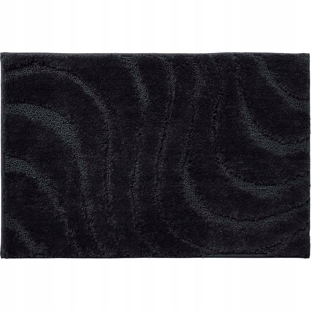 BATHROOM RUG NON-SLIP BLACK 60x40 CM MICROFIBER FOR SHOWER Thickness 15 mm