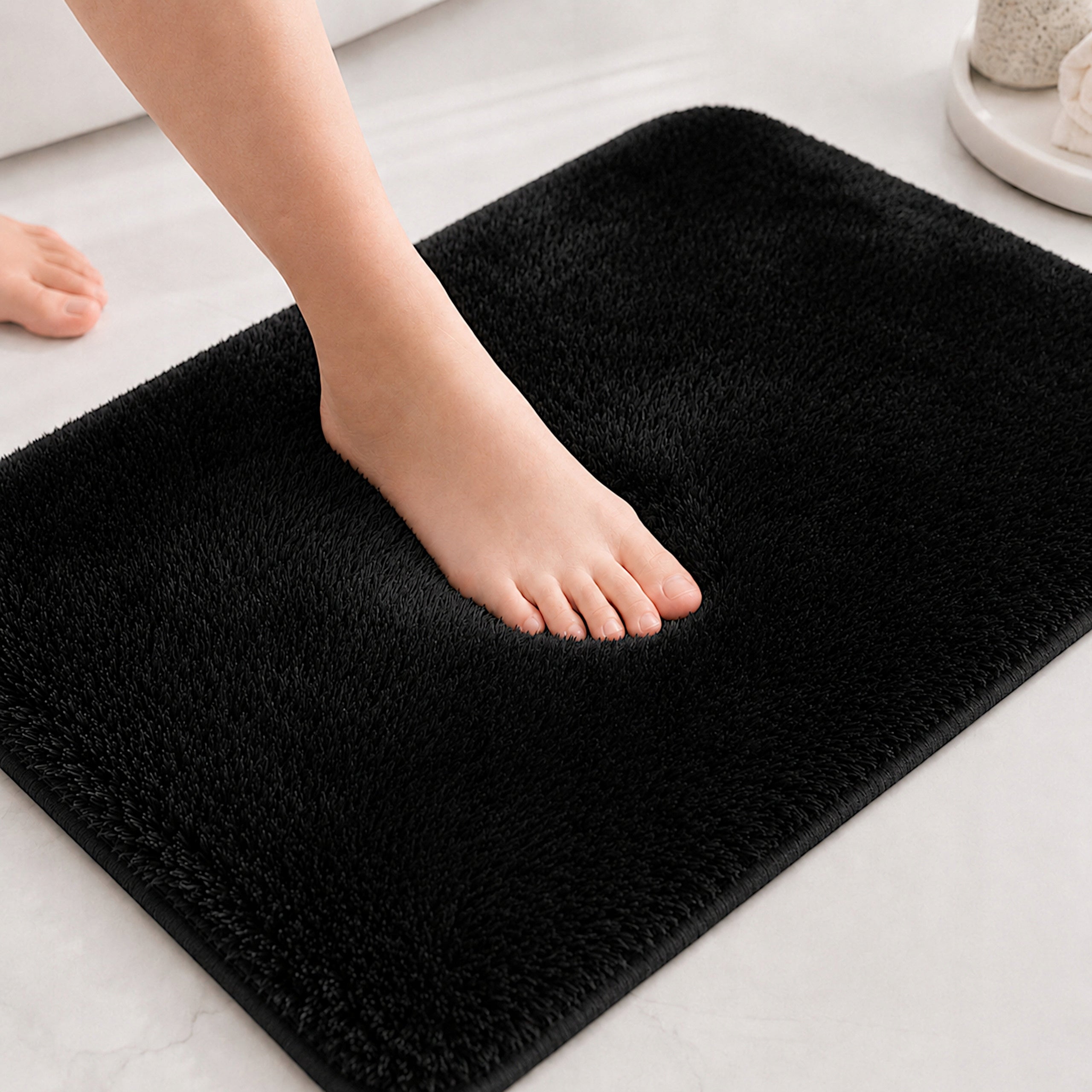 BATHROOM RUG NON-SLIP BLACK LARGE 50X80 CM QUICK-DRYING SMOOTH Manufacturer code Dywanik Łazienkowy antypoślizgowy czarny