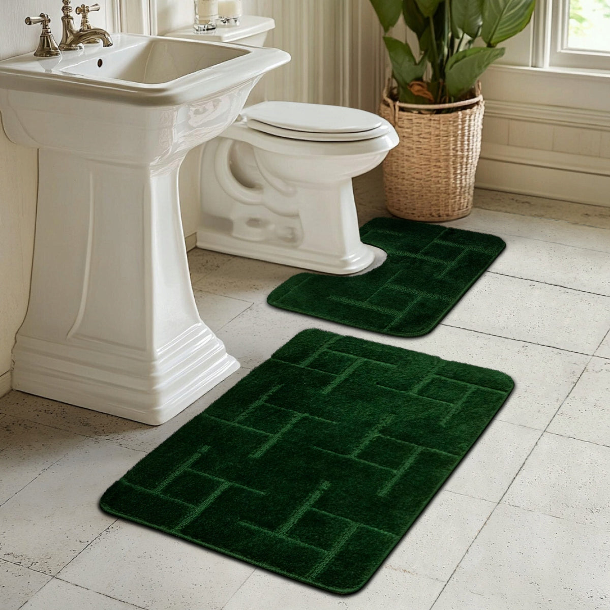 BATHROOM RUG NON-SLIP BOTTLE GREEN FOR BATHROOM SET 2-cz Brand Akcila