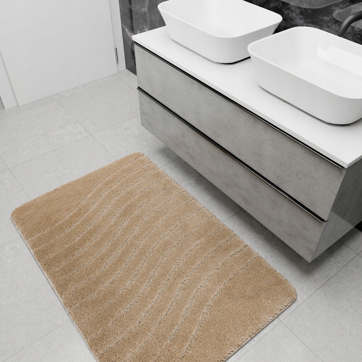 BATHROOM RUG NON-SLIP FOR TOILET BEIGE MAT SARA 60x100 cm Thickness 25 mm