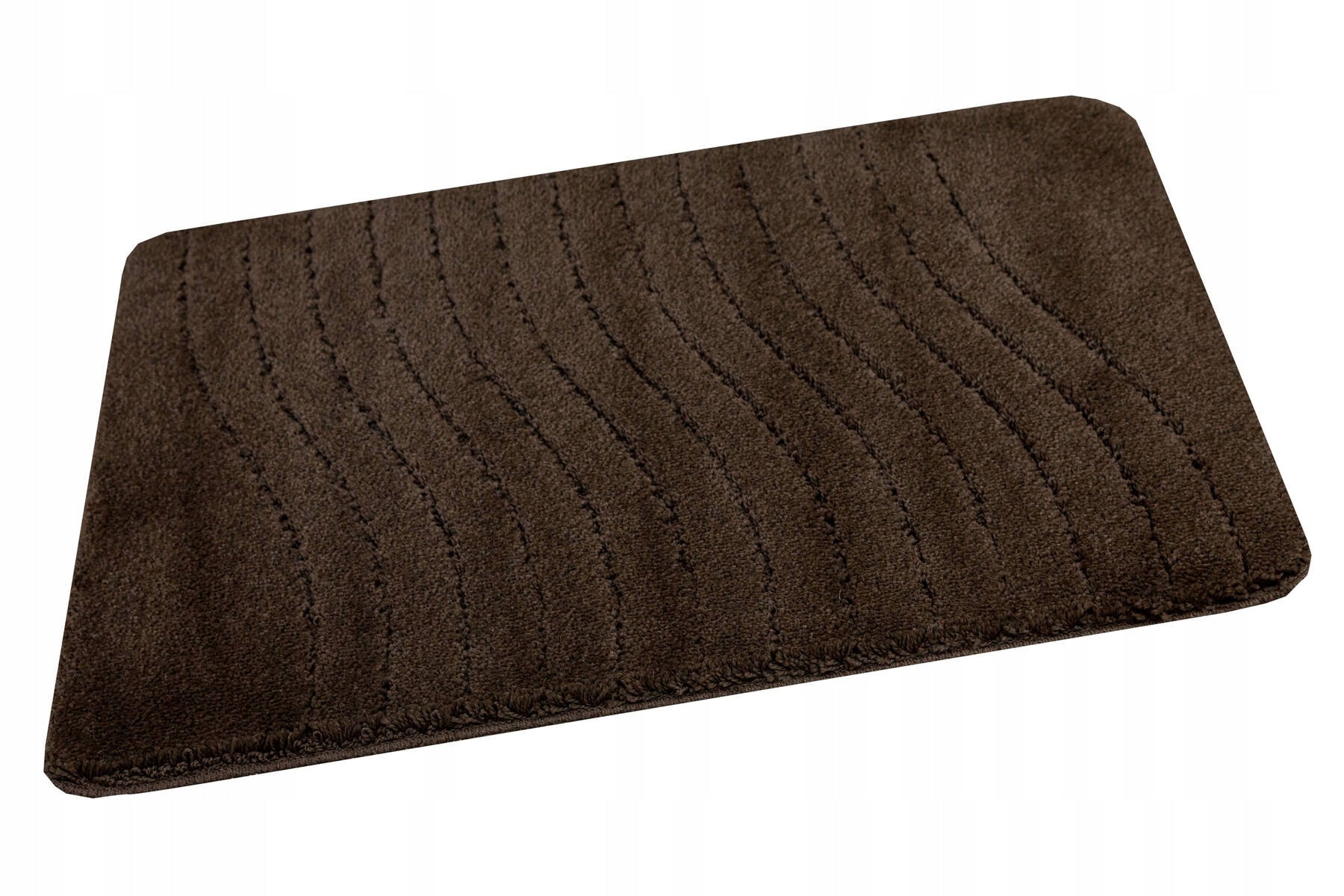 BATHROOM RUG NON-SLIP FOR WC BROWN WENGE WAVES MAT 50x80 cm Product width 50 cm