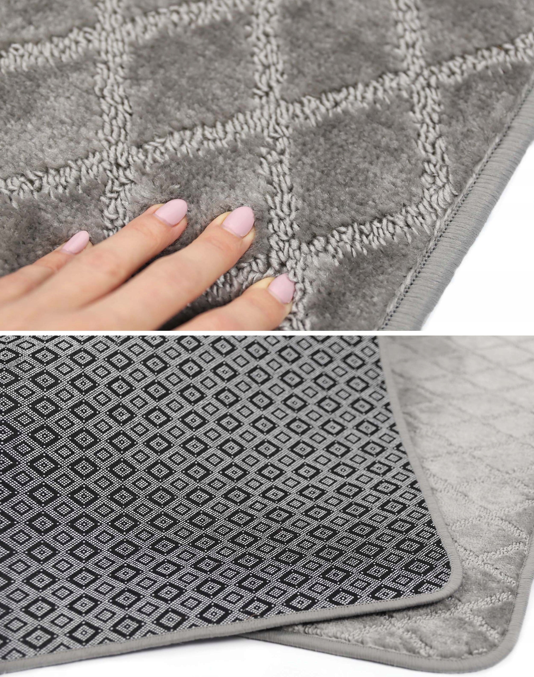 BATHROOM RUG NON-SLIP LARGE ELEGANT 3D GREY 80X120 cm Material polypropylene