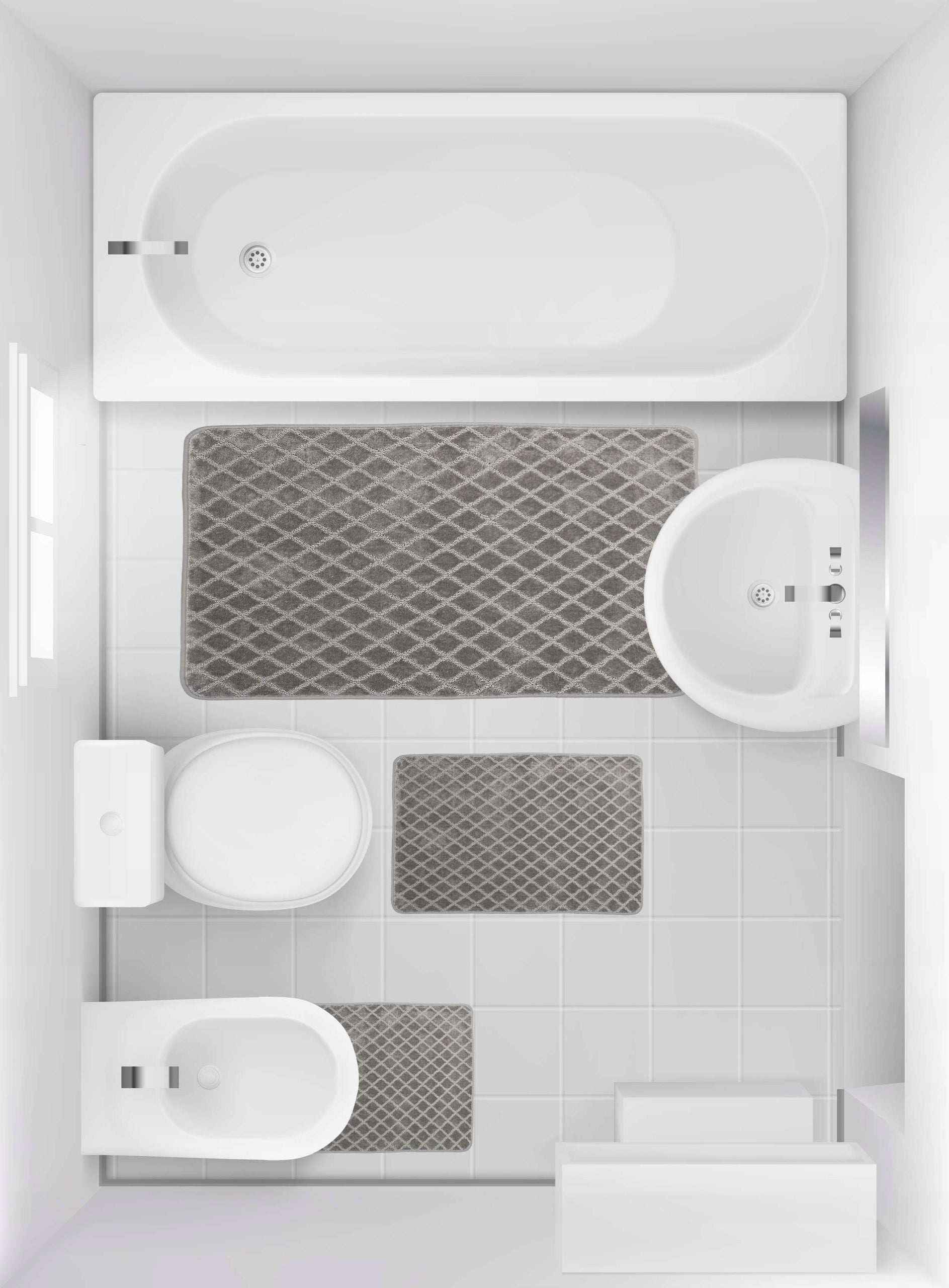 BATHROOM RUG NON-SLIP LARGE ELEGANT 3D GREY 80X120 cm Product width 80 cm