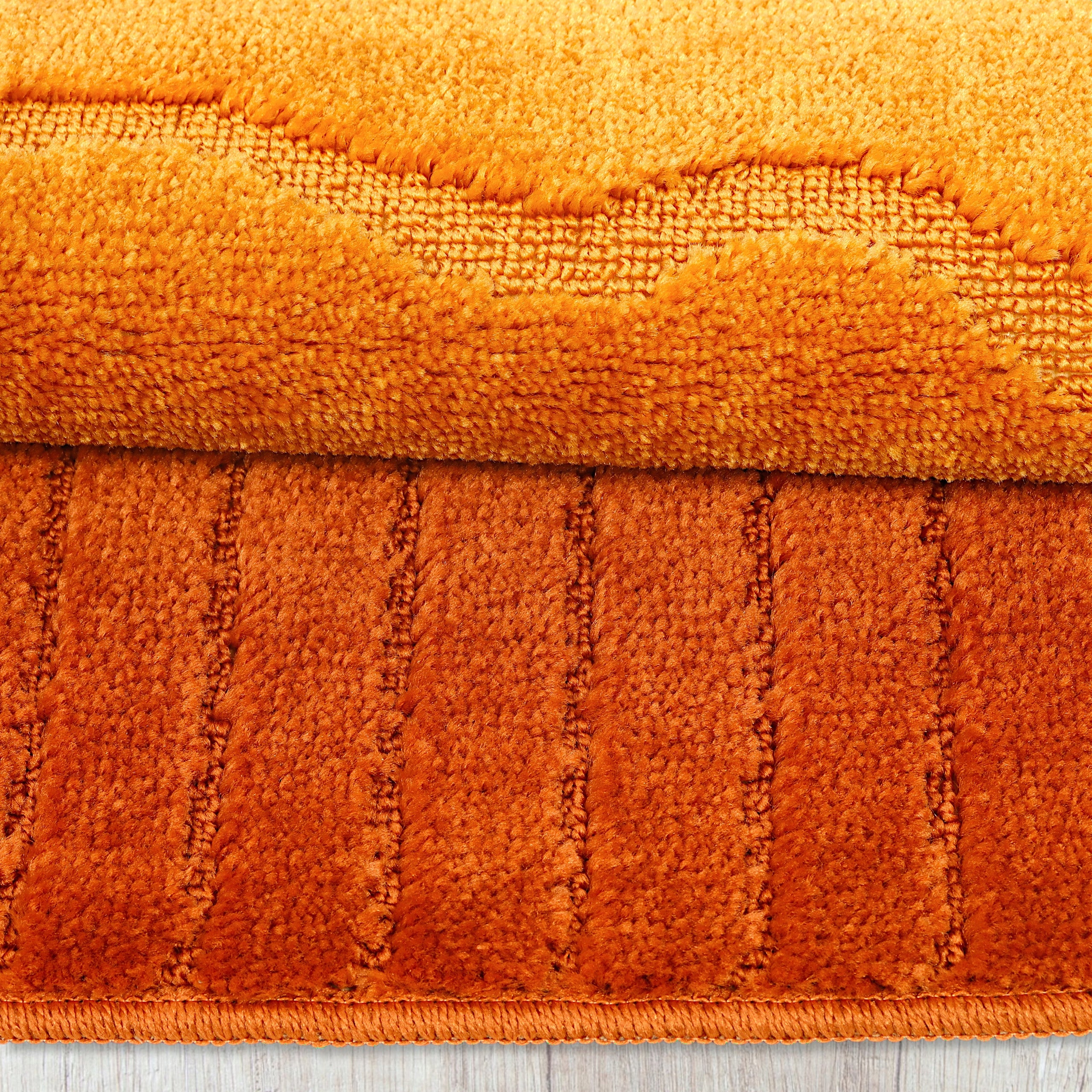 BATHROOM RUG NON-SLIP LARGE SET OF 2 PCS 50X80 ORANGE 3D Length 80 cm