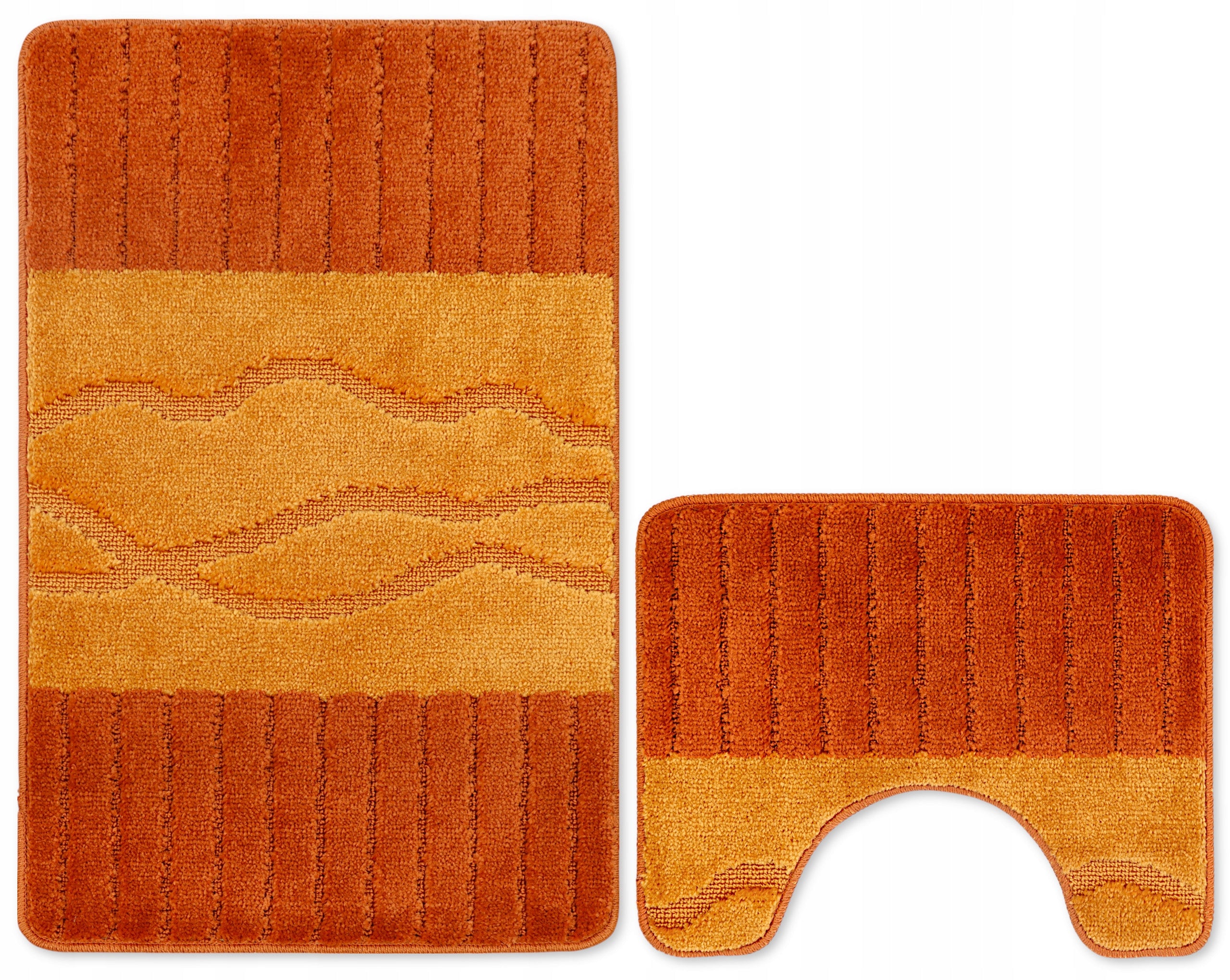 BATHROOM RUG NON-SLIP LARGE SET OF 2 PCS 50X80 ORANGE 3D Packaging status original
