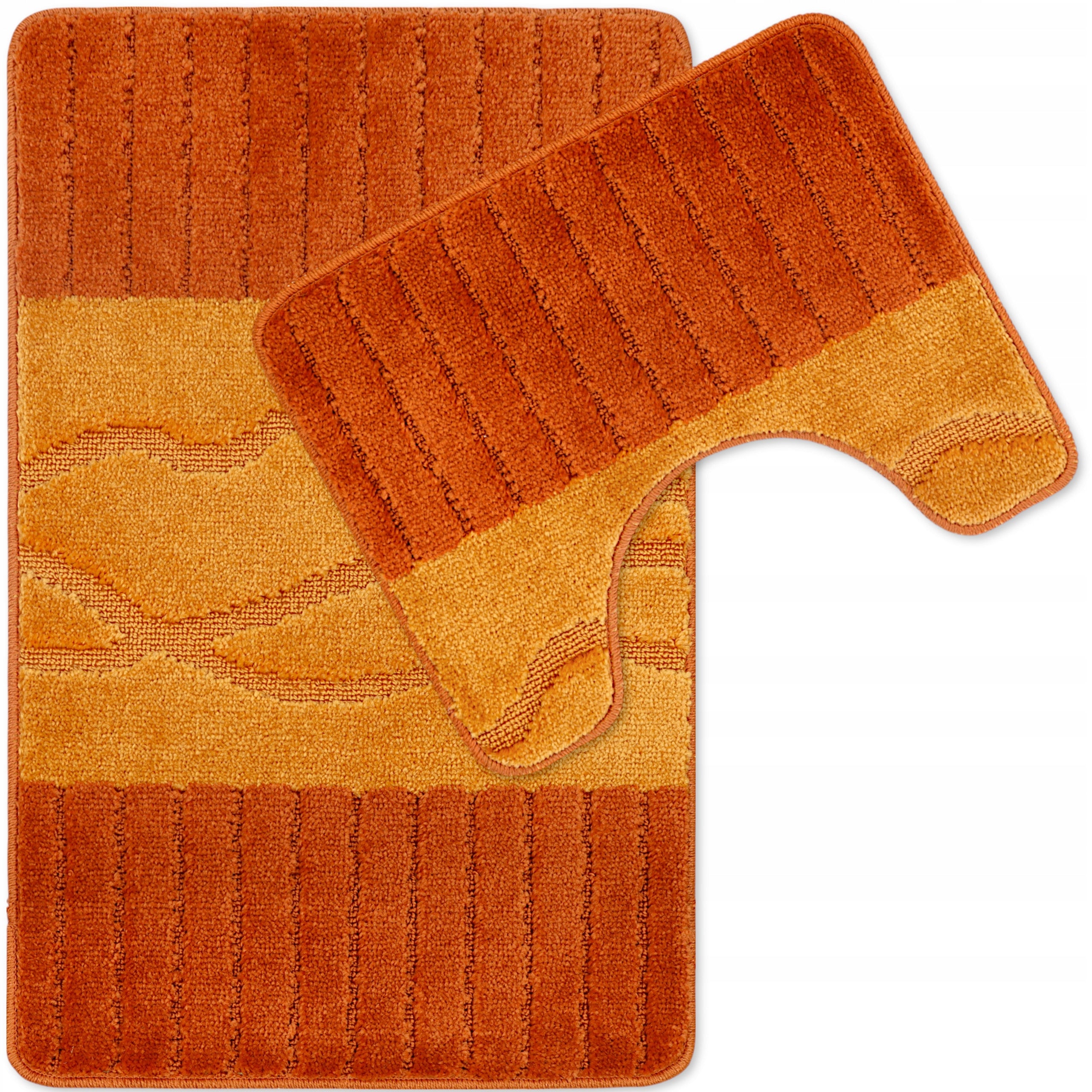 BATHROOM RUG NON-SLIP LARGE SET OF 2 PCS 50X80 ORANGE 3D