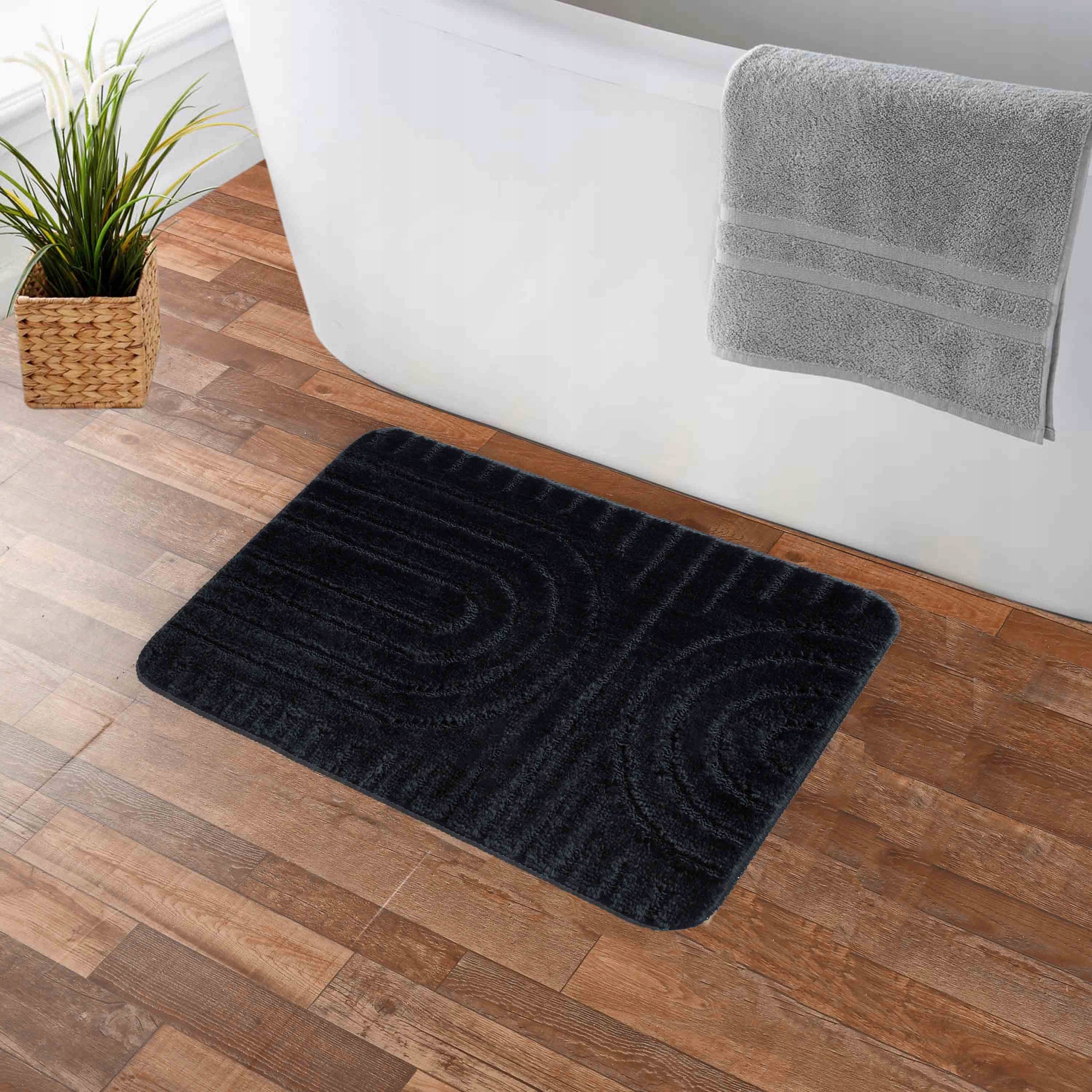 BATHROOM RUG NON-SLIP MICROFIBER 40x60 BLACK THICK SOLID Manufacturer code 1611DYWLAZVEB
