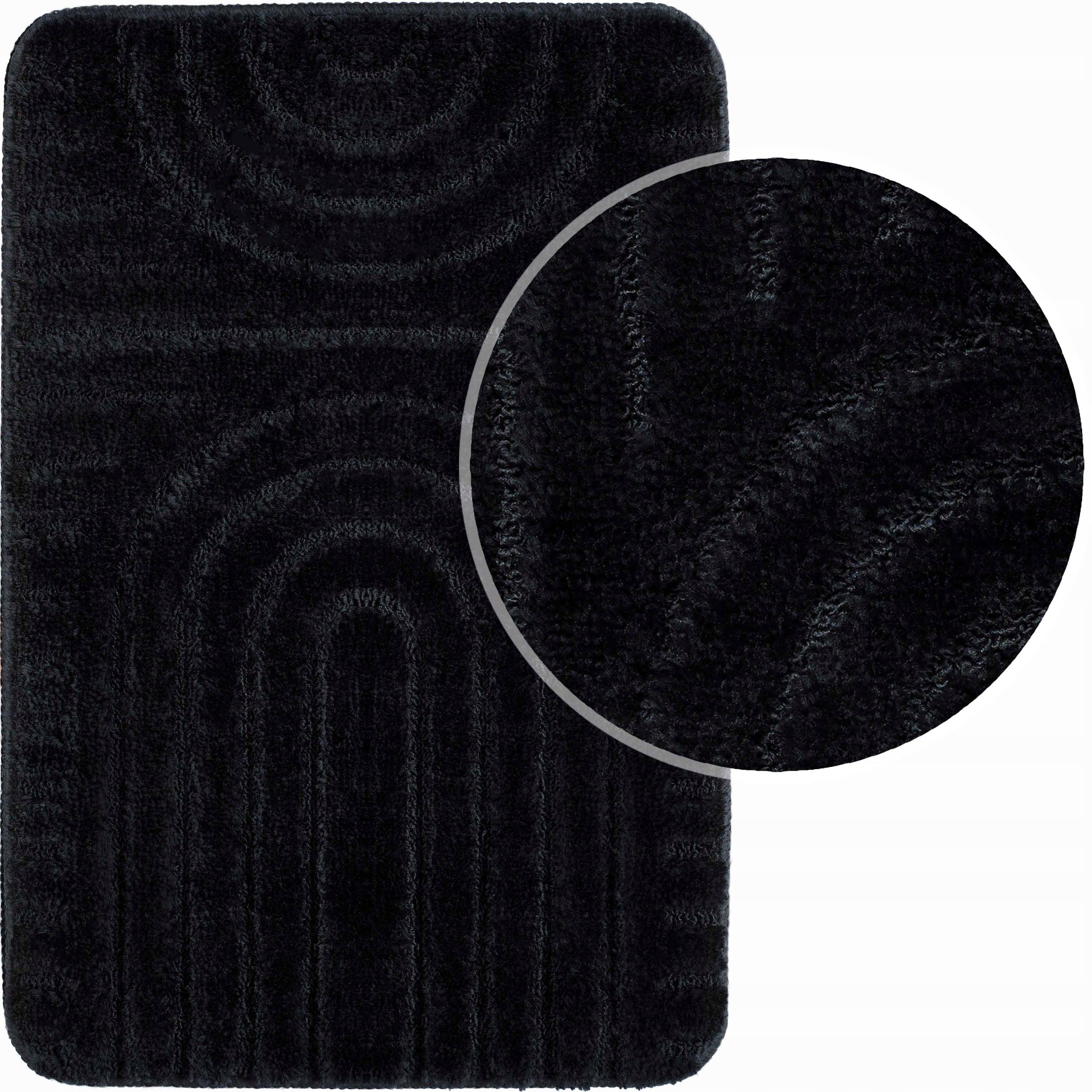 BATHROOM RUG NON-SLIP MICROFIBER 40x60 BLACK THICK SOLID