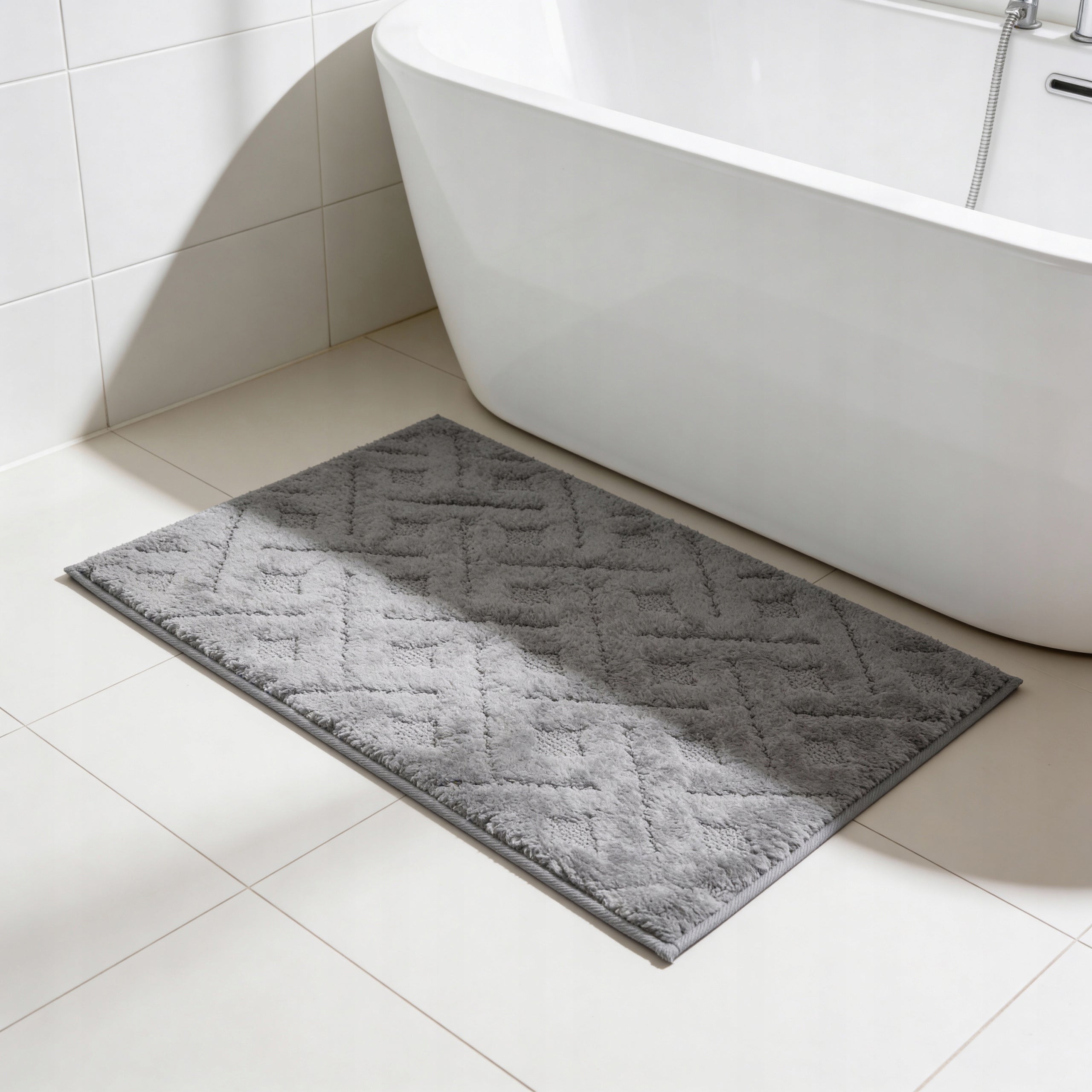 BATHROOM RUG NON-SLIP MICROFIBER 40x60 GREY SOLID SOFT Brand Sepio