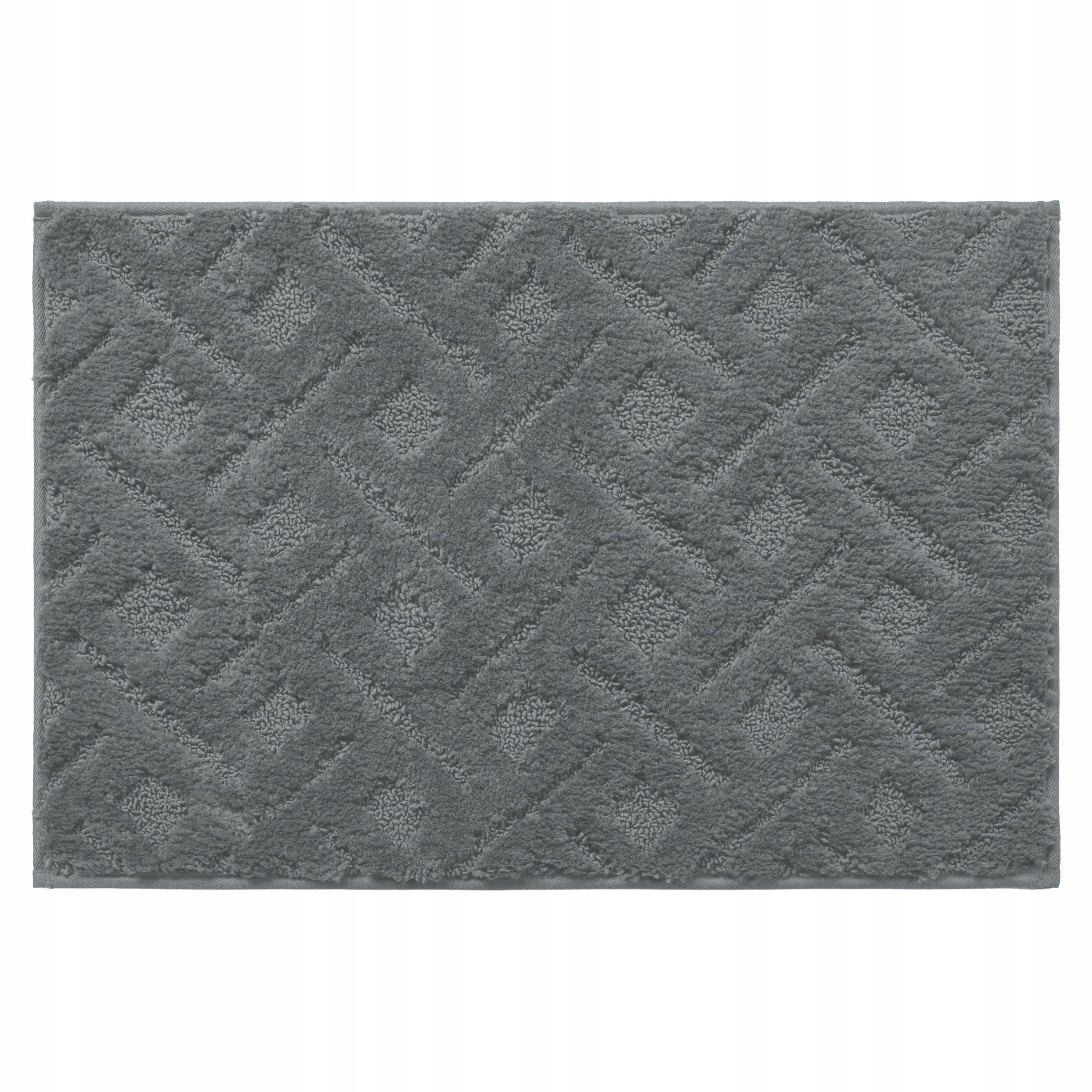 BATHROOM RUG NON-SLIP MICROFIBER 40x60 GREY SOLID SOFT Thickness 15 mm