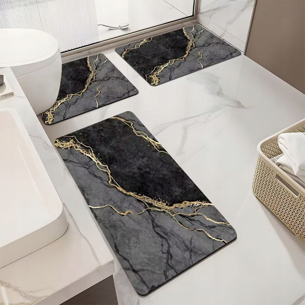 BATHROOM RUG NON-SLIP QUICK-DRYING MARBLE MAT BLACK 80x50 Packaging status original