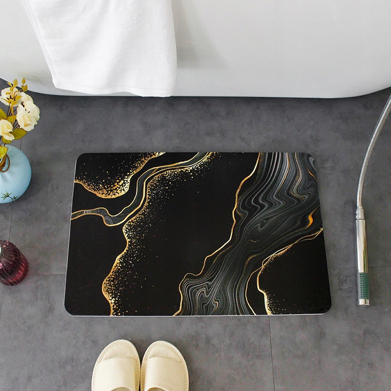 BATHROOM RUG NON-SLIP QUICK-DRYING MARBLE MAT BLACK 80x50 Packaging status original