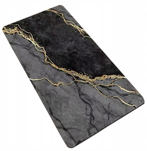 BATHROOM RUG NON-SLIP QUICK-DRYING MARBLE MAT BLACK 80x50