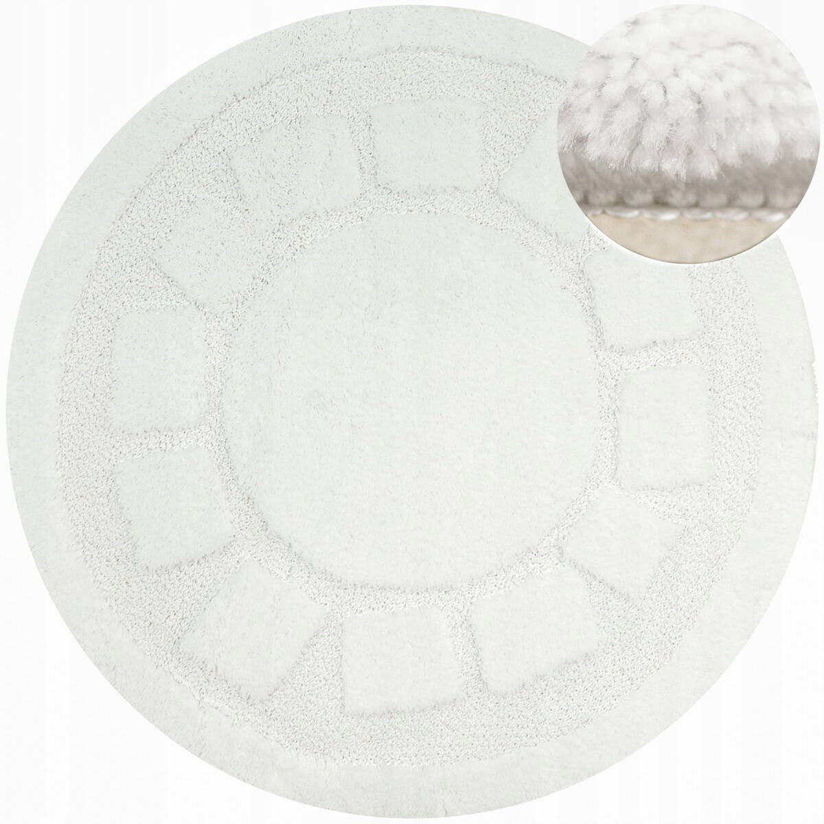 BATHROOM RUG NON-SLIP ROUND FOR TOILET WHITE OCEAN D. 67 cm