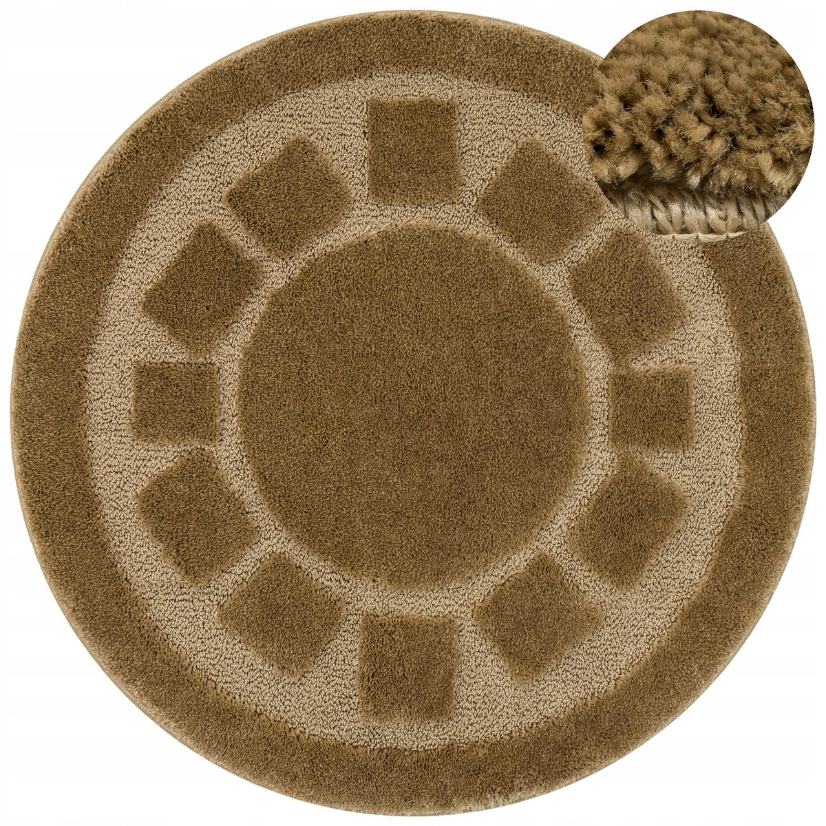 BATHROOM RUG NON-SLIP ROUND THICK FOR TOILET BEIGE OCEAN D. 100 cm