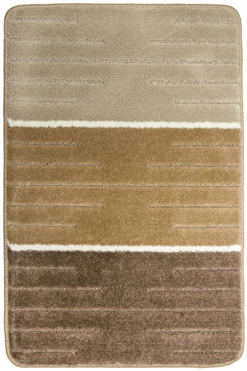 BATHROOM RUG NON-SLIP SHOWER STRIPES BEIGE CREAM COMO 50x80 cm Length 80 cm