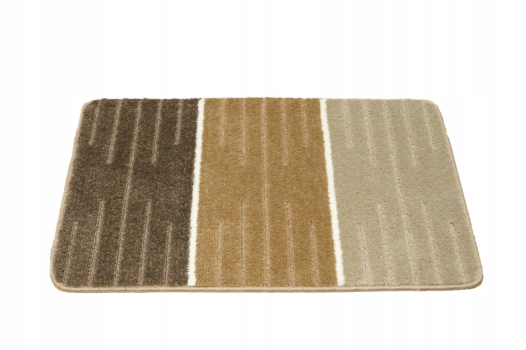 BATHROOM RUG NON-SLIP SHOWER STRIPES BEIGE CREAM COMO 50x80 cm