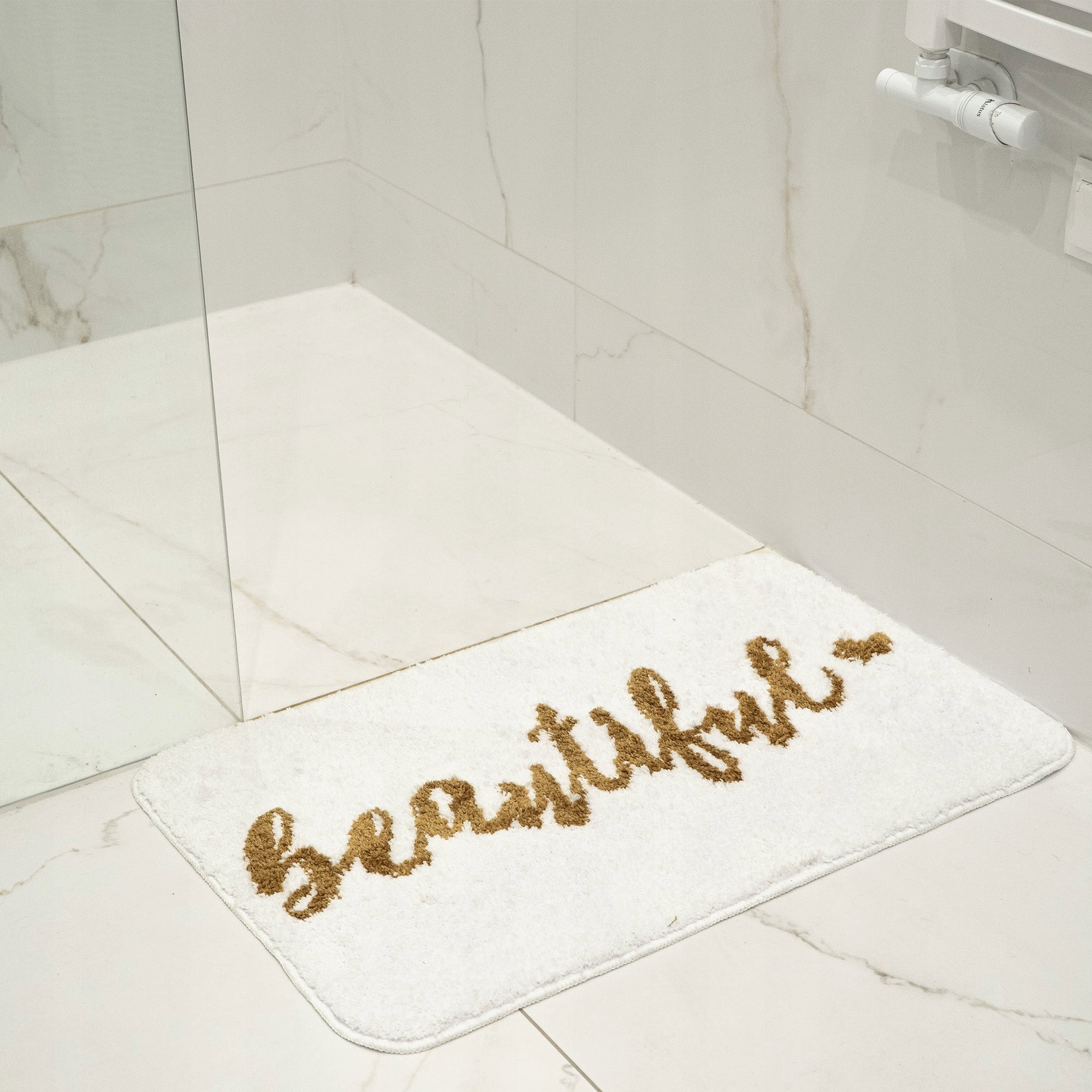BATHROOM RUG NON-SLIP SOFT ABSORBENT FOR WASHING WHITE 80x50 cm EAN (GTIN) 5906638313039
