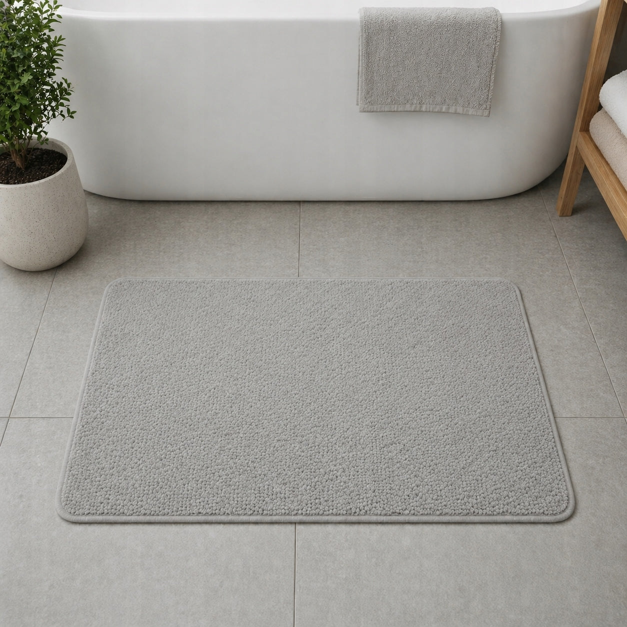 BATHROOM RUG NON-SLIP SOFT GREY FOR SHOWER MAT 50x80 cm Product width 80 cm