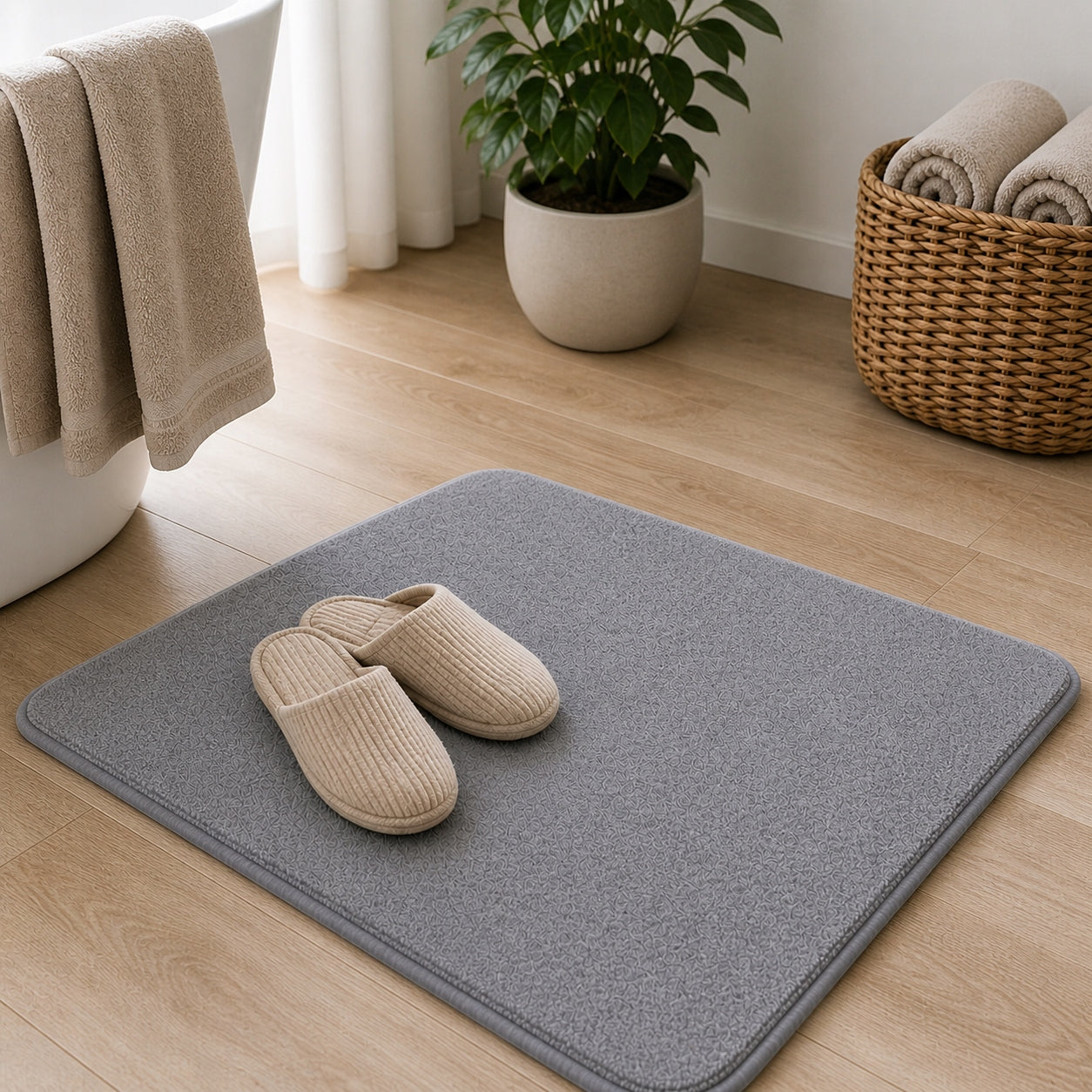 BATHROOM RUG NON-SLIP SOFT GREY FOR SHOWER MAT 50x80 cm Thickness 5 mm